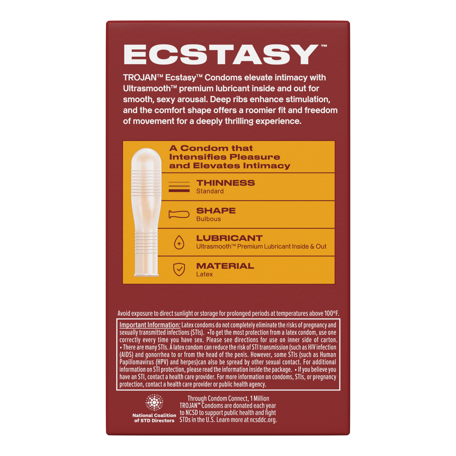 Trojan Ecstasy Ribbed Bulbous Shape Latex Premium Lubricated Condoms, 10  Count | Giant Eagle | Because It Matters | Grocery Store & Pharmacy