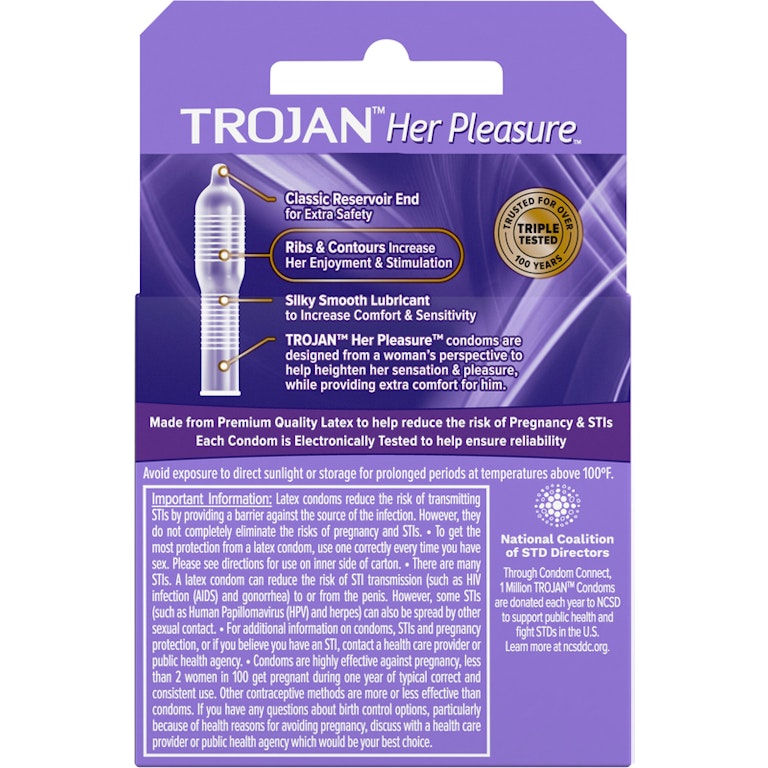 Trojan Her Pleasure Latex Ribbed Lubricated Condoms, Bulbous Shape, 3 Count | Giant Eagle | Because It Matters | Grocery Store & Pharmacy Trojan Her Pleasure Latex Ribbed Lubricated Condoms, Bulbous Shape, 3 Count | Giant Eagle | Because It Matters | Grocery Store & Pharmacy