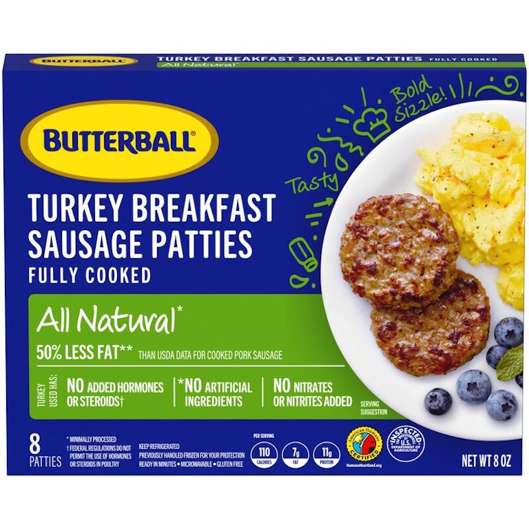 Butterball All Natural Turkey Breakfast Sausage Patties Giant
