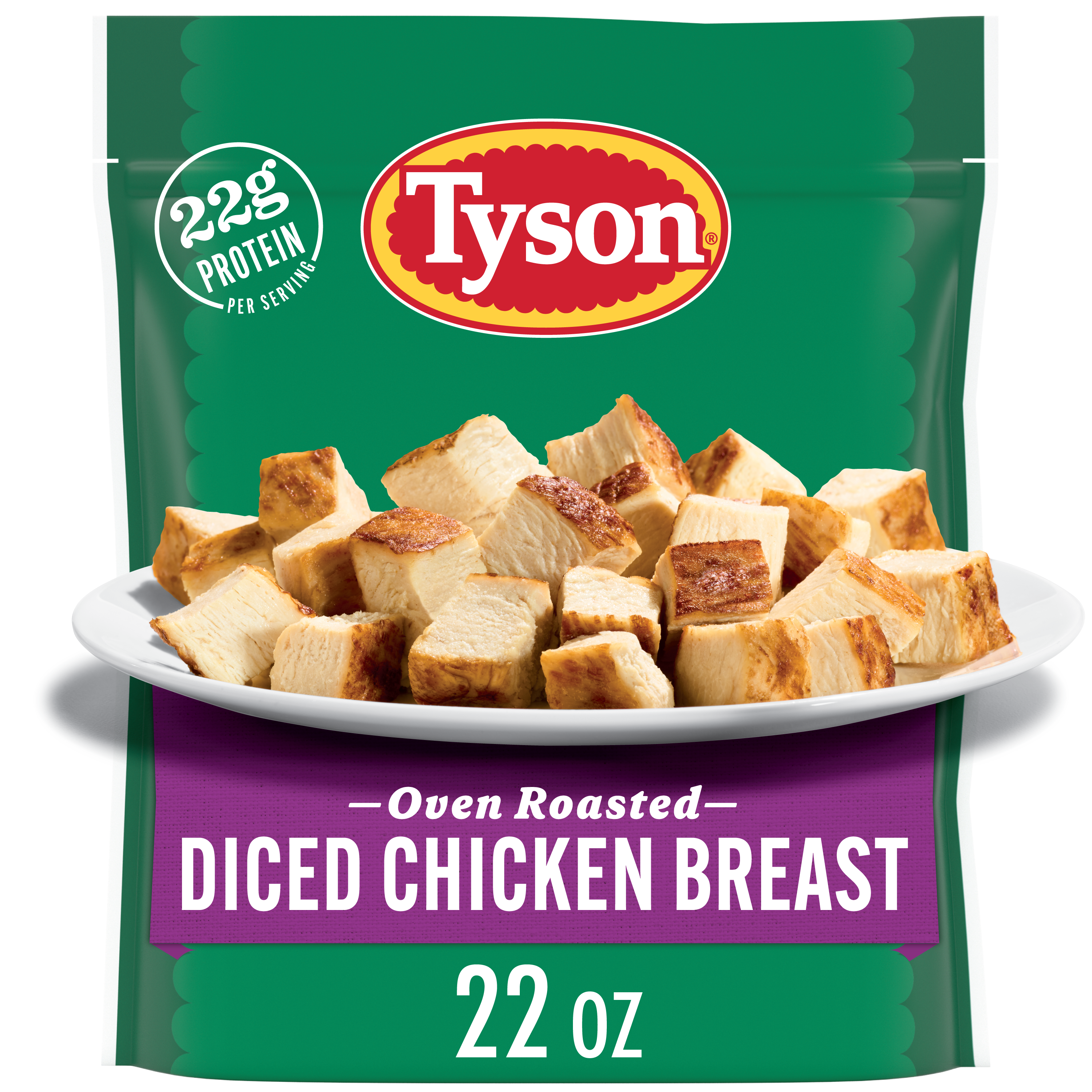 Tyson Frozen Oven Roasted Diced Chicken Breast, 22 oz Giant