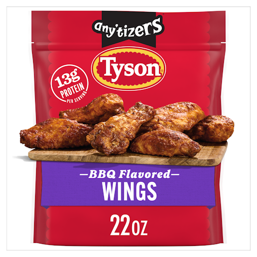 Tyson Any'tizers Frozen BBQ Flavored Chicken Wings, 22 oz Giant