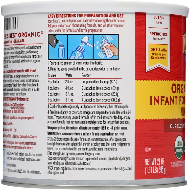 Earth's Best Organic Organic Dairy Milk-Based Powder Infant