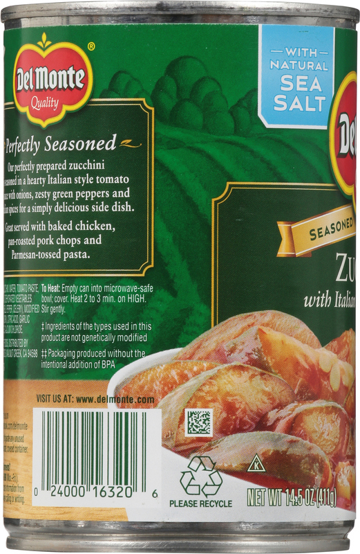 Del Monte Zucchini with Italian Style Tomato Sauce, 14.5 oz Can