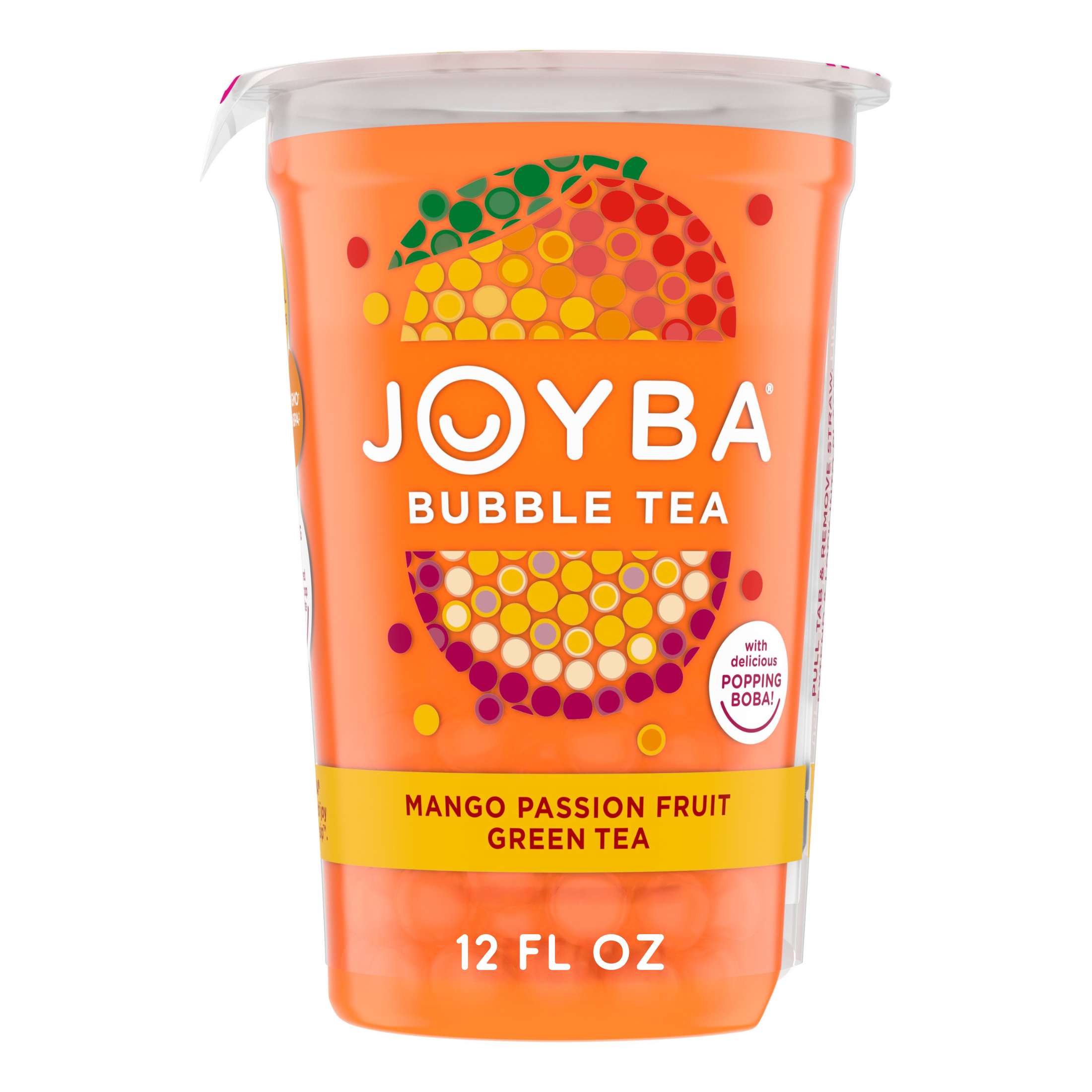 Joyba Mango Passionfruit Green Tea Bubble Tea, 12 fl oz Cup