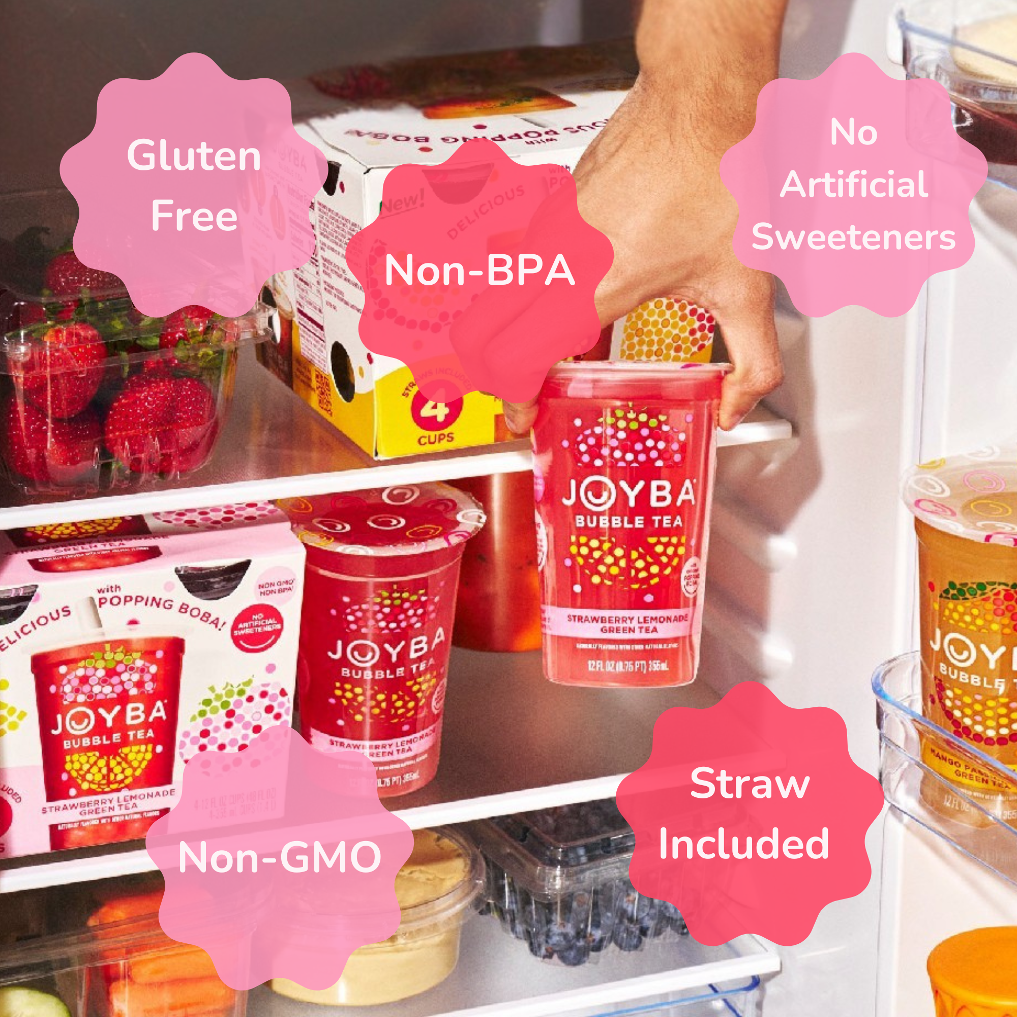 Joyba Raspberry Dragonfruit Black Tea Bubble Tea, 12 fl oz Cup