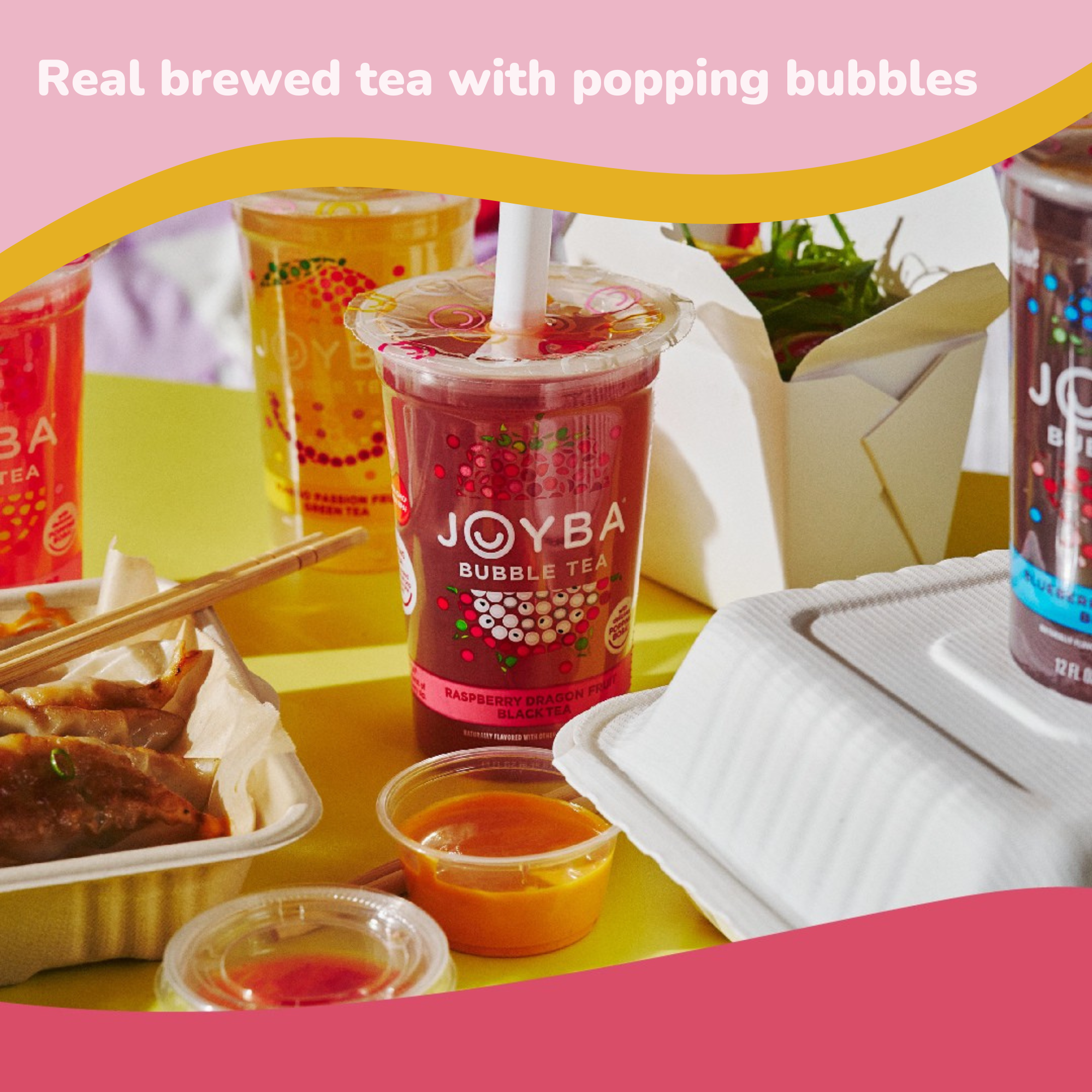 Joyba Raspberry Dragonfruit Black Tea Bubble Tea, 12 fl oz Cup