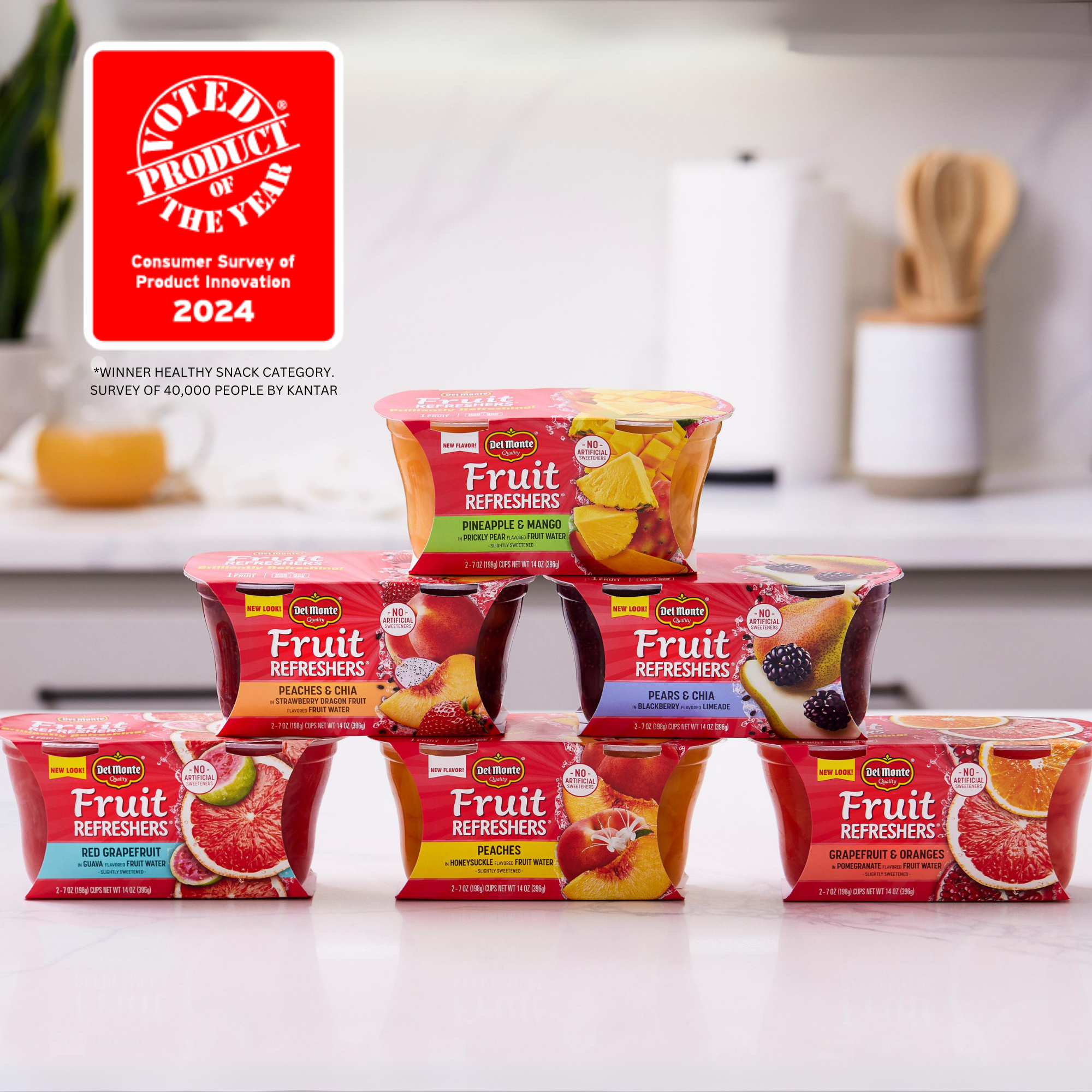 Del Monte Fruit Refreshers Peach Honeysuckle, 7 oz Cups (Pack of 2