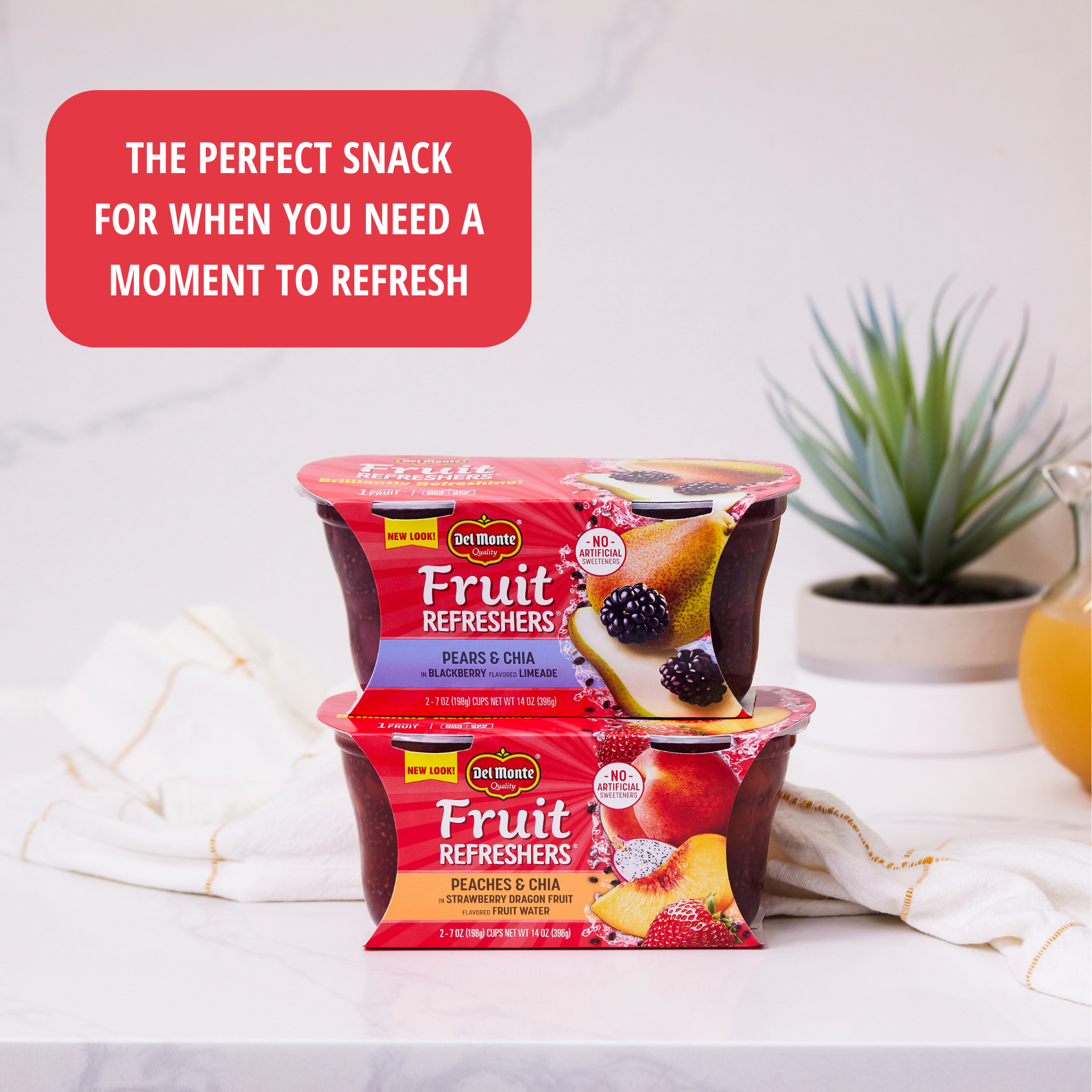 Del Monte Fruit Refreshers Peach Honeysuckle, 7 oz Cups (Pack of 2