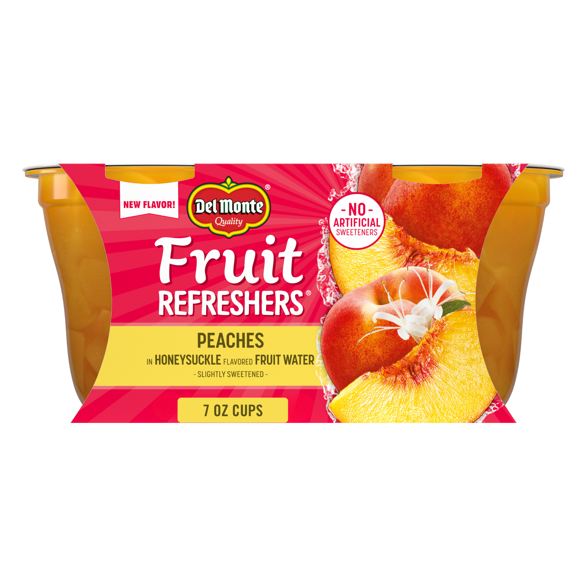 Del Monte Fruit Refreshers Peach Honeysuckle, 7 oz Cups (Pack of 2