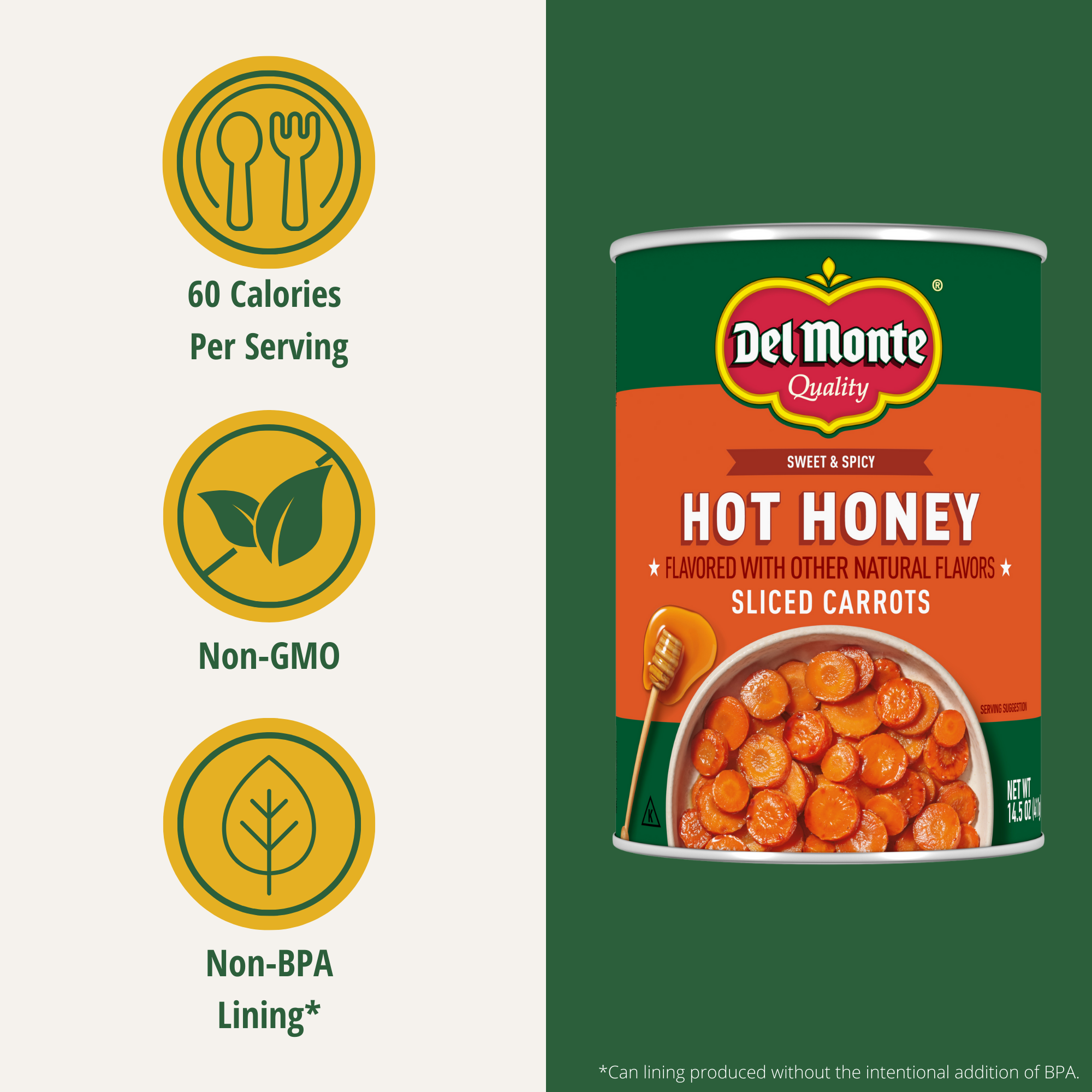 Del Monte Hot Honey Flavored Sliced Carrots, Canned Vegetables