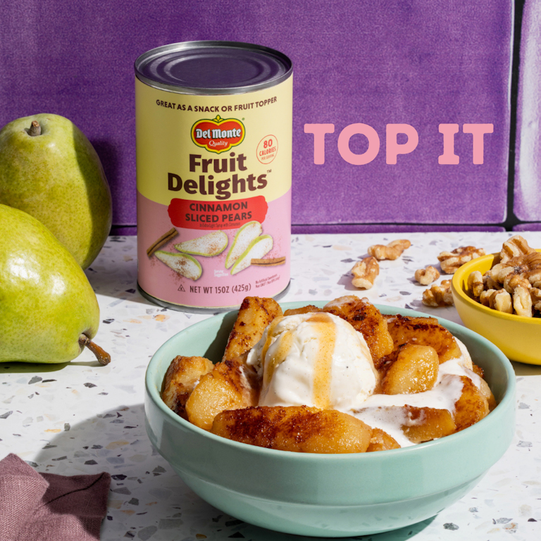Del Monte Fruit Delights Sliced Pears with Cinnamon in Extra Light Del Monte Fruit Delights Sliced Pears with Cinnamon in Extra Light