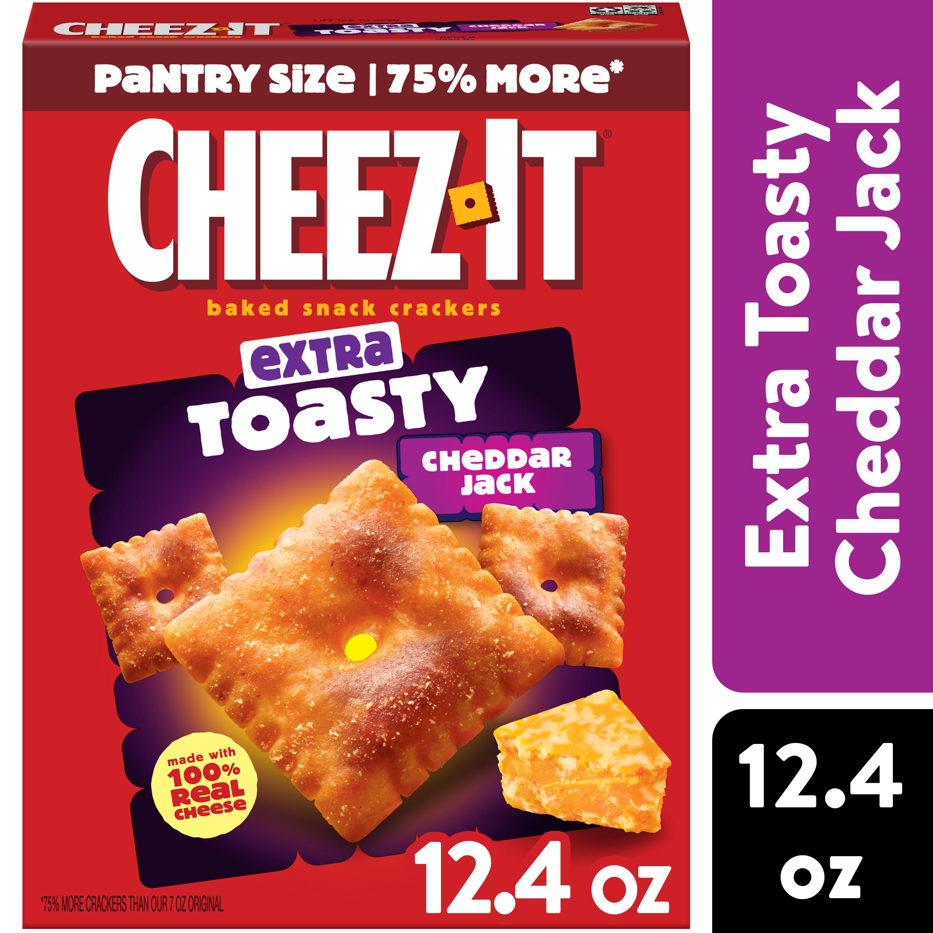 Cheez-It Cheese Crackers Extra Toasty Cheddar Jack, Baked Snack