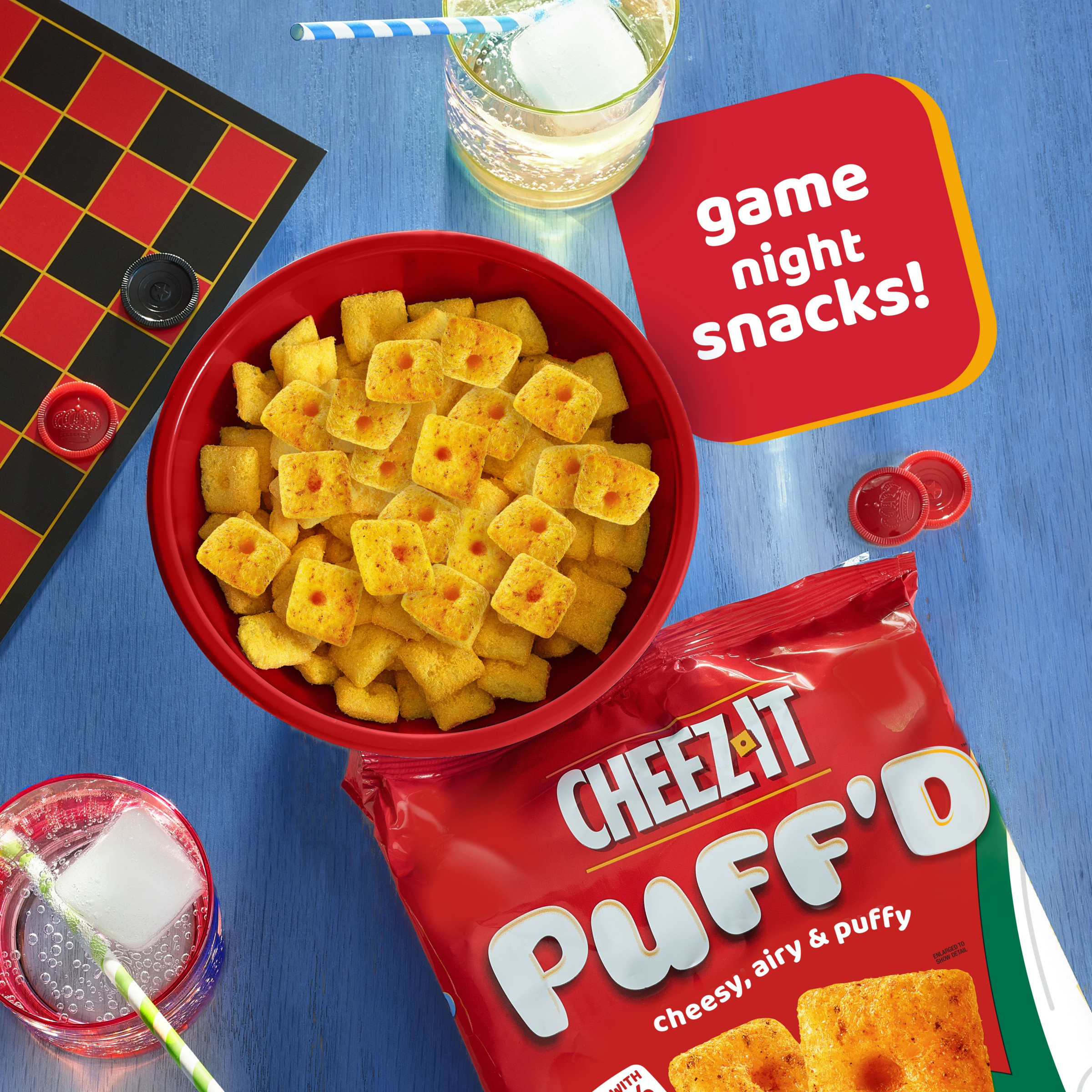 イオンエントリーパッケージ4枚　bizzy-d Cheez-It Puff'd Cheesy Baked Snacks Cheese Pizza, Puffed Snack