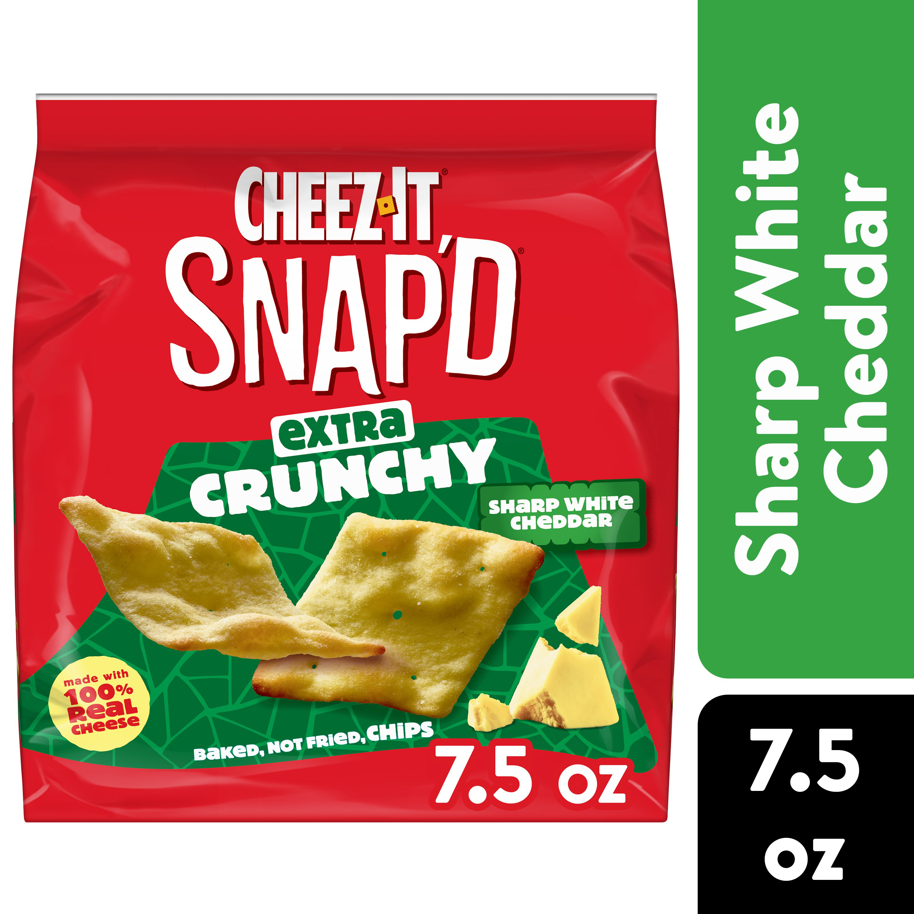 Cheez-It Snap'd Cheesy Baked Chips Sharp White Cheddar, Extra