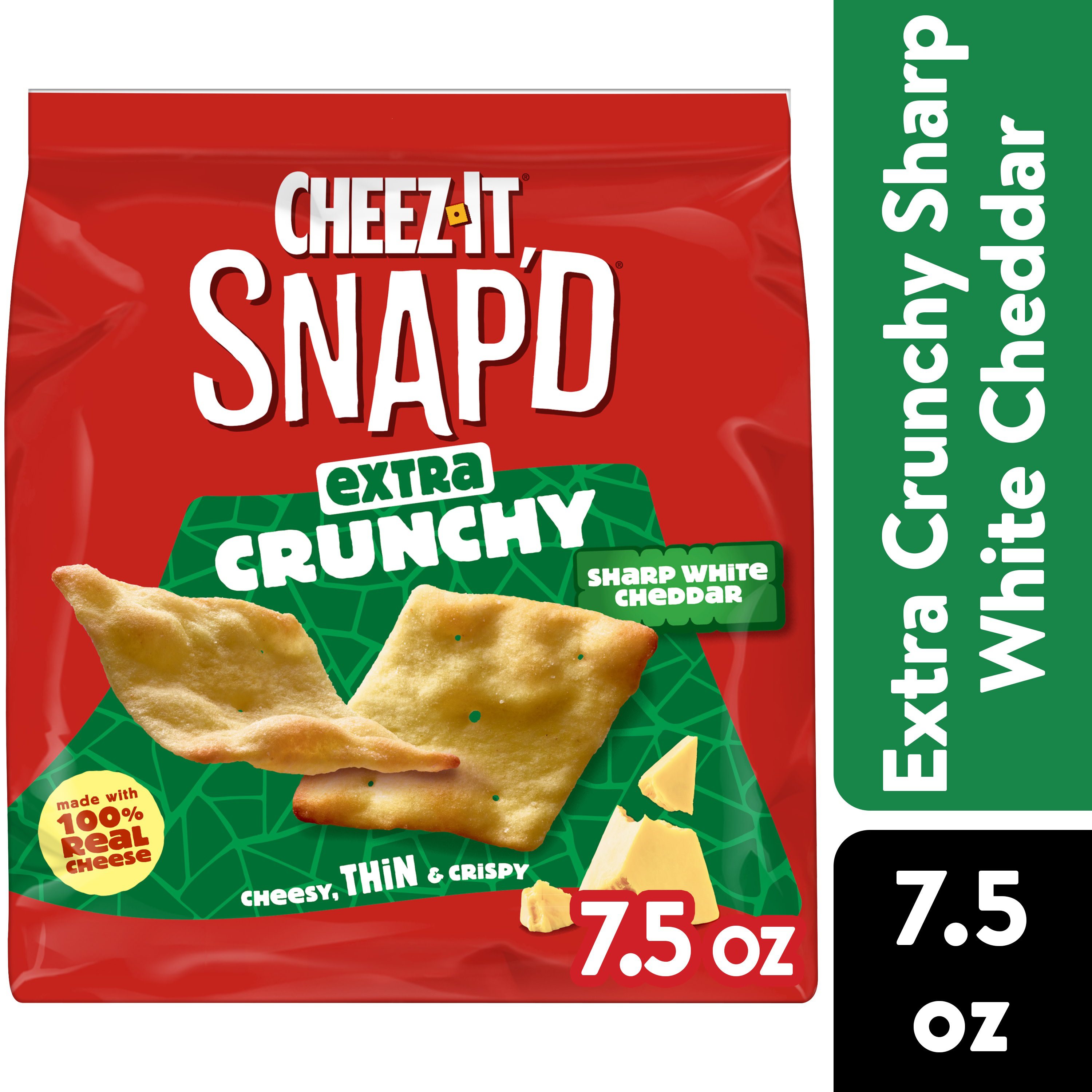 Cheez-It Snap'd Cheese Cracker Chips Sharp White Cheddar, Thin
