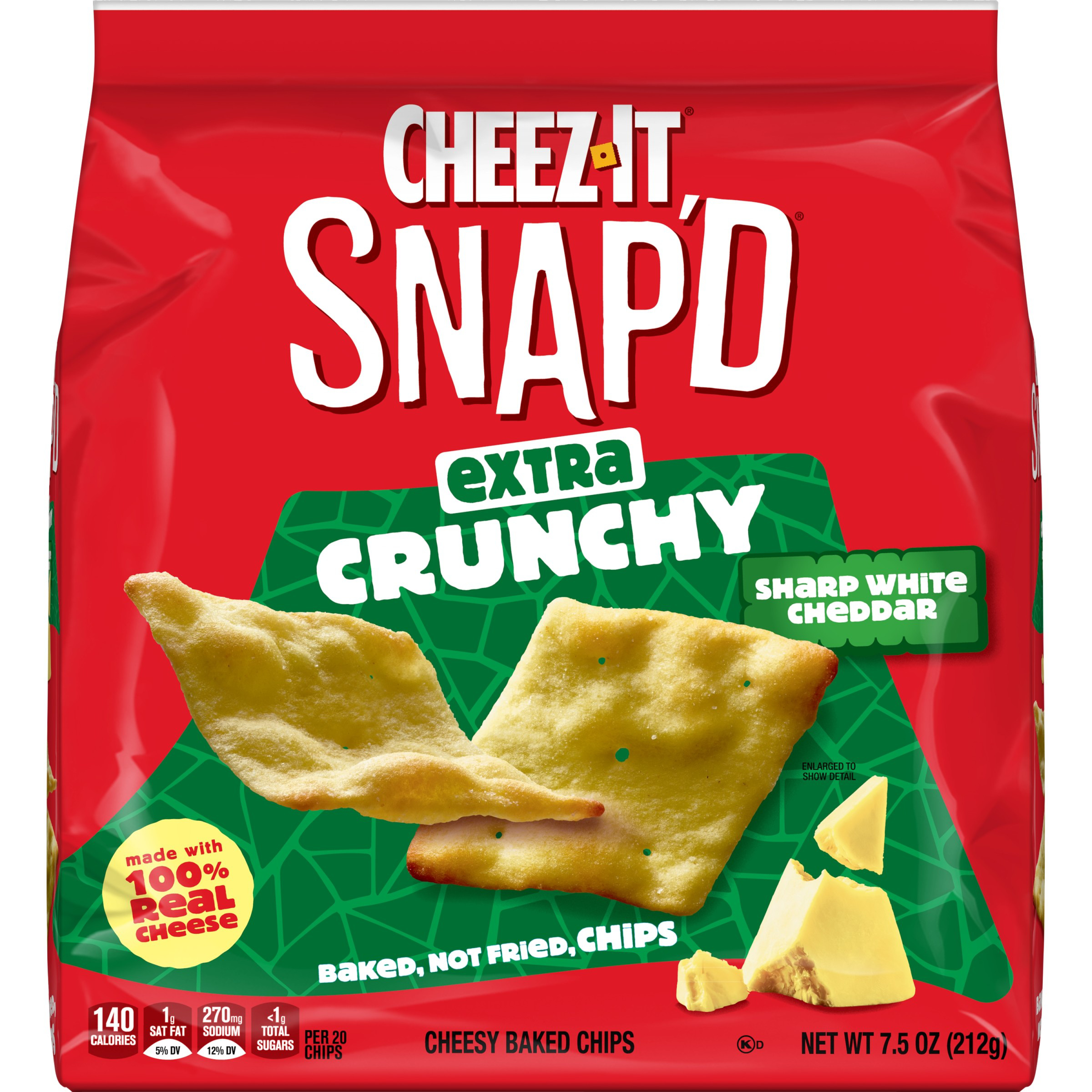 Cheez-It Snap'd Cheesy Baked Chips Sharp White Cheddar, Extra