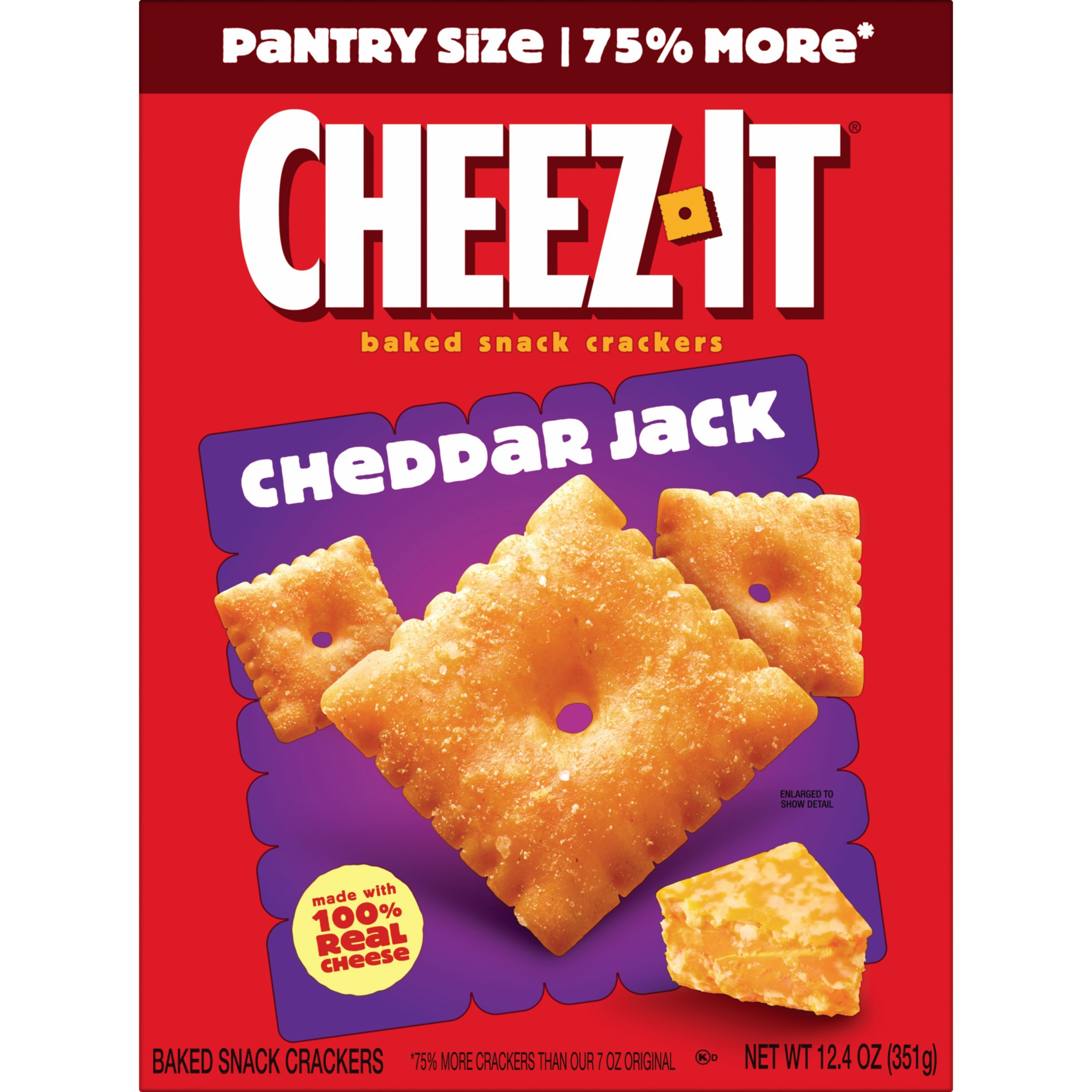 Cheez-It Cheese Crackers Cheddar Jack, Baked Snack Crackers, 12.4