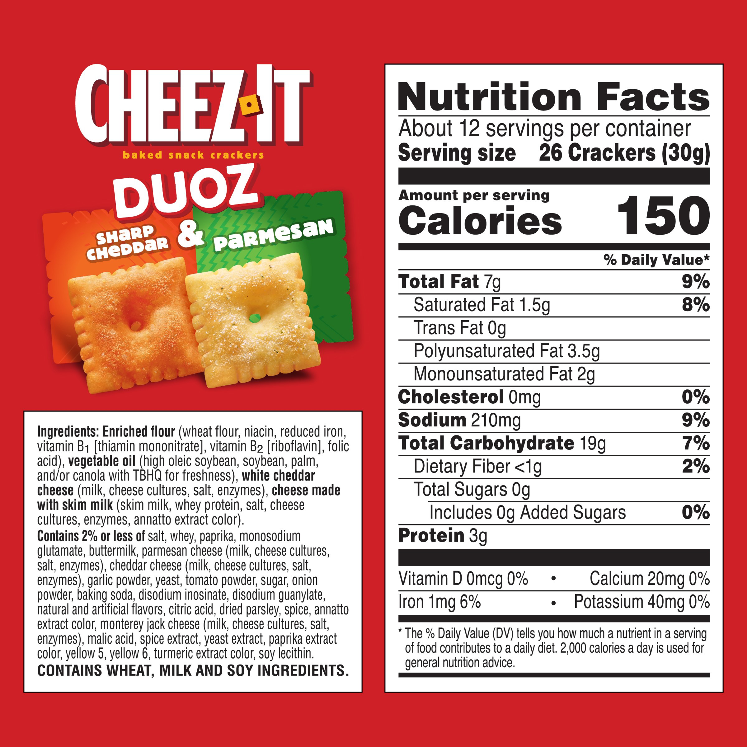 Cheez-It DUOZ Baked Snack Crackers Sharp Cheddar and Parmesan