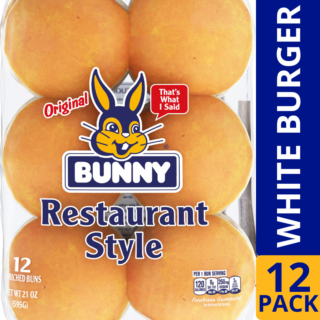 Bunny White Restaurant Style Burger Buns, 21 oz, 12 Count | Giant