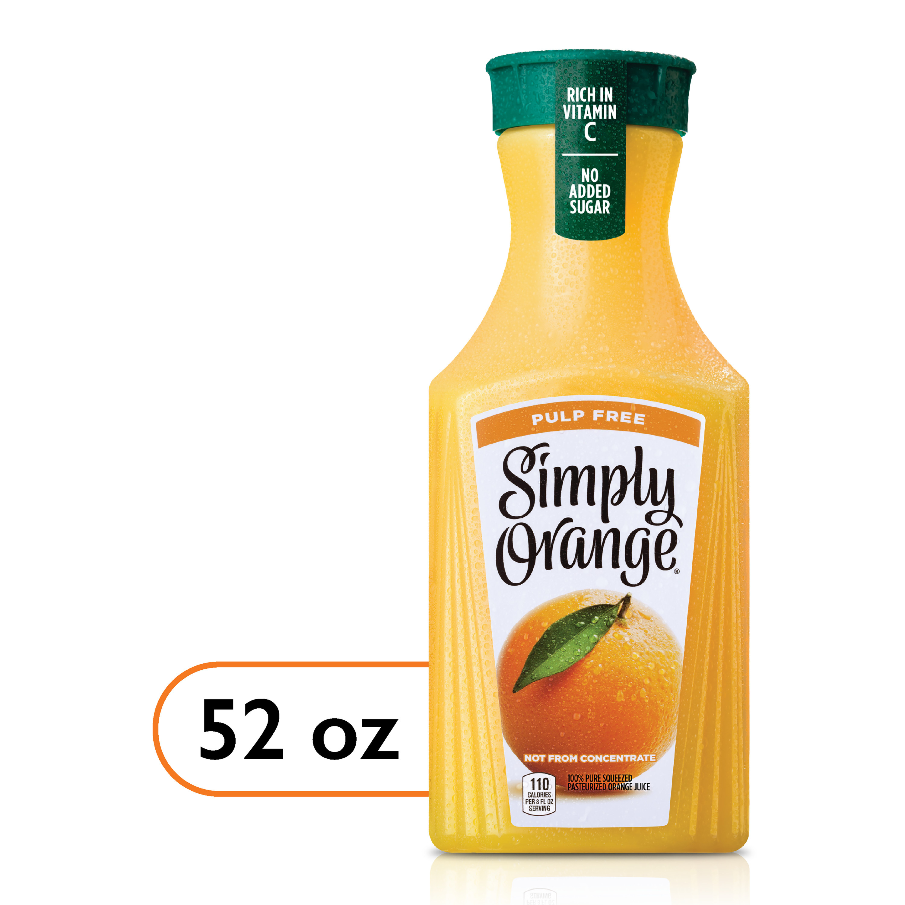 Simply Orange Pulp Free Orange Juice Bottle, 52 fl oz | Giant