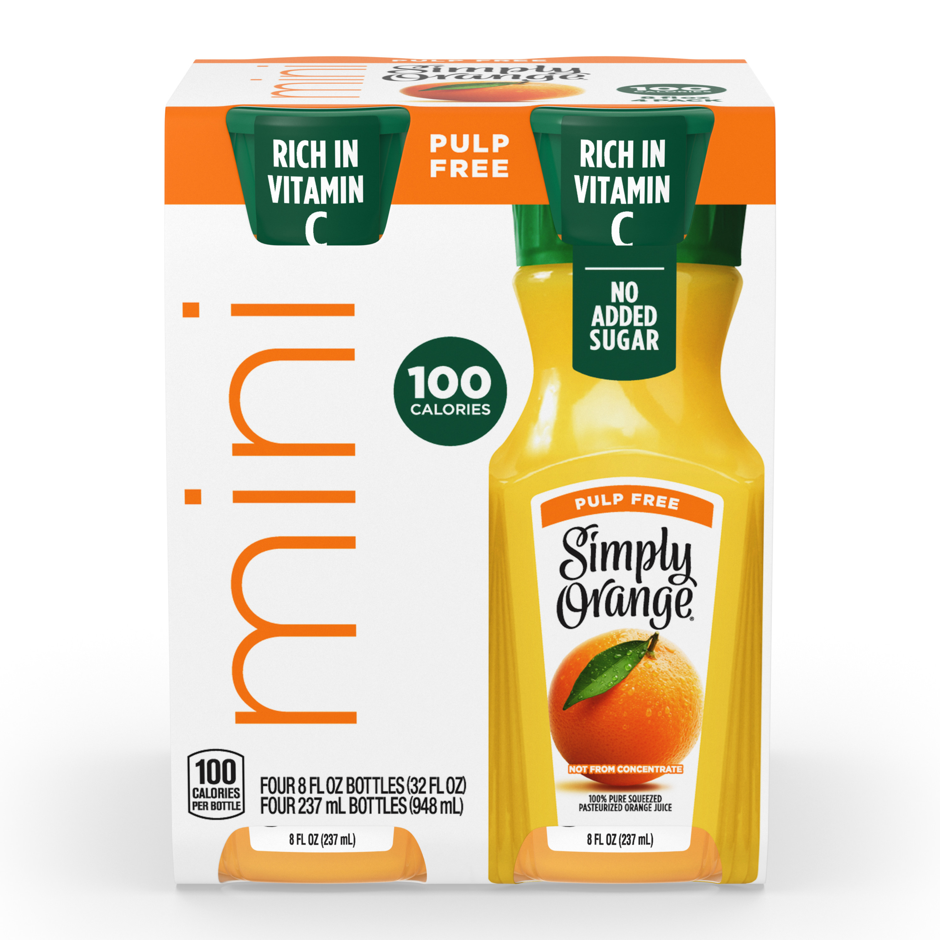 Simply Orange Pulp Free Juice Bottles, fl oz, Pack Giant