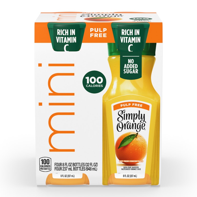 Simply Orange Pulp Free Juice Bottles, fl oz, Pack Giant