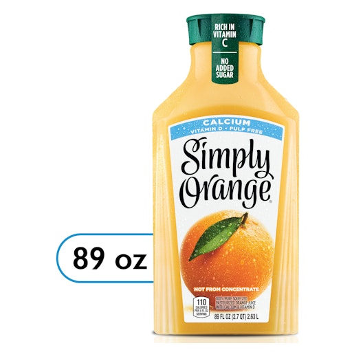 Simply Orange Juice Pulp Free with Calcium and Vitamin D Bottle