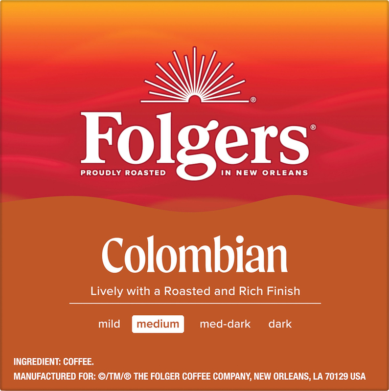 Folgers Colombian Coffee, Medium Roast, Keurig K-Cup Pods, 10
