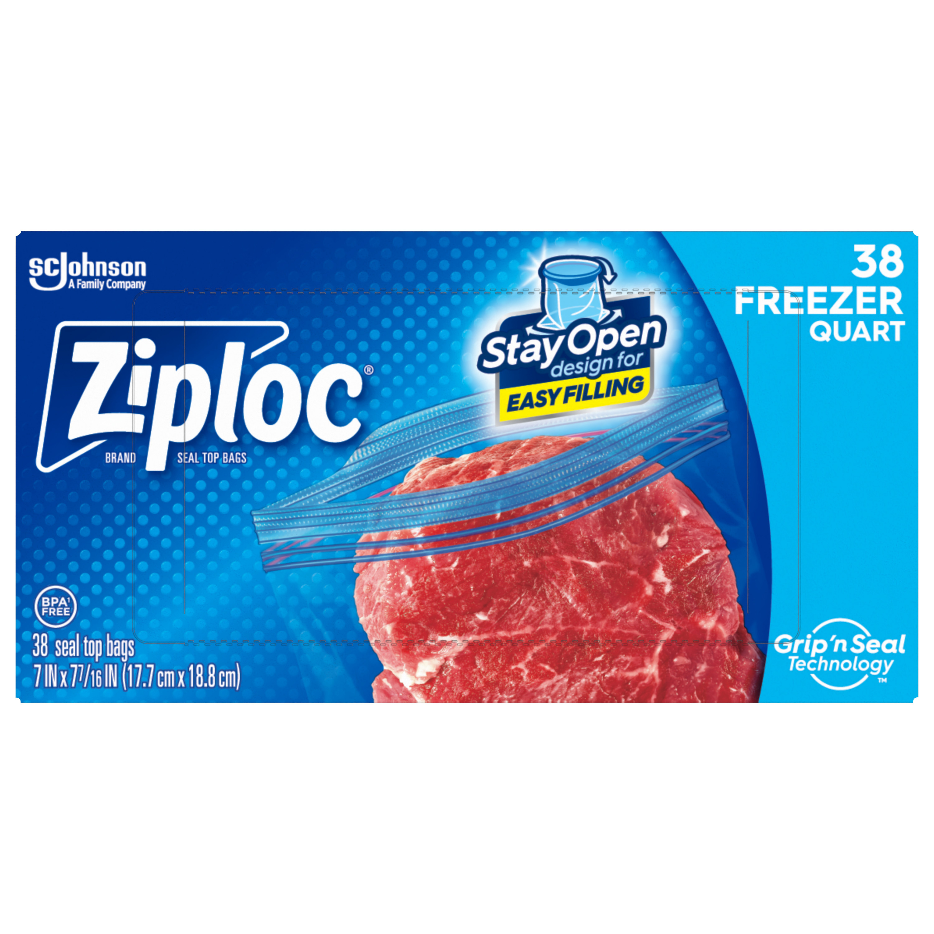 Ziploc® Brand Storage Bags with New Stay Open Design, Quart