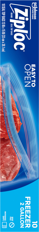 Ziploc® Brand Freezer Gallon Bags, Large Food Storage Bags, 10