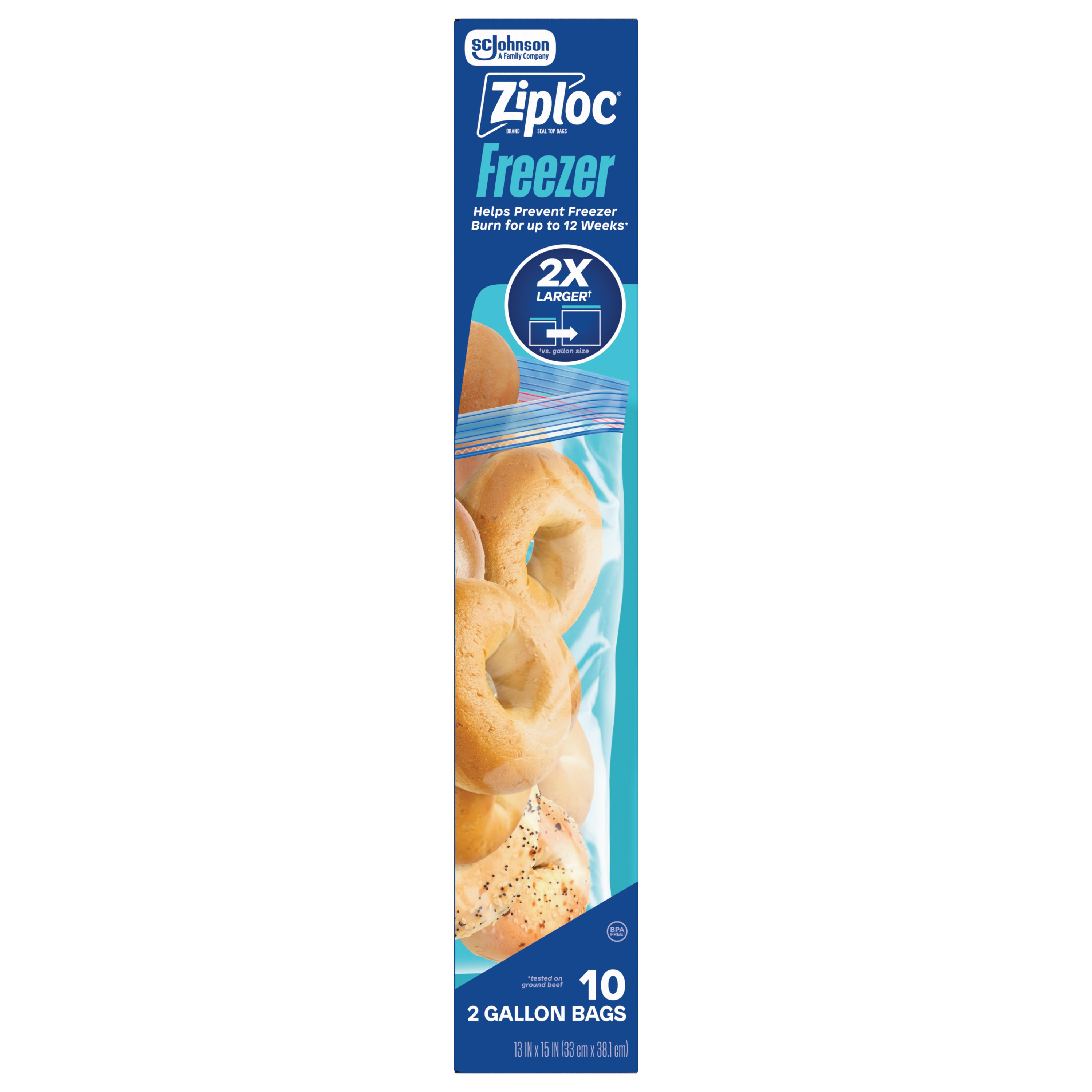 Ziploc® Brand Freezer Gallon Bags, Large Food Storage Bags, 10