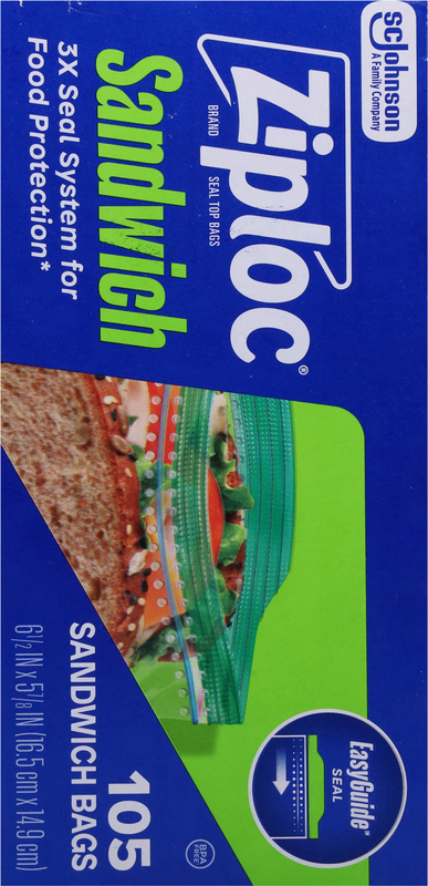 Ziploc® Brand Sandwich Bags with EasyGuide™ Texture, Grip 'n Seal