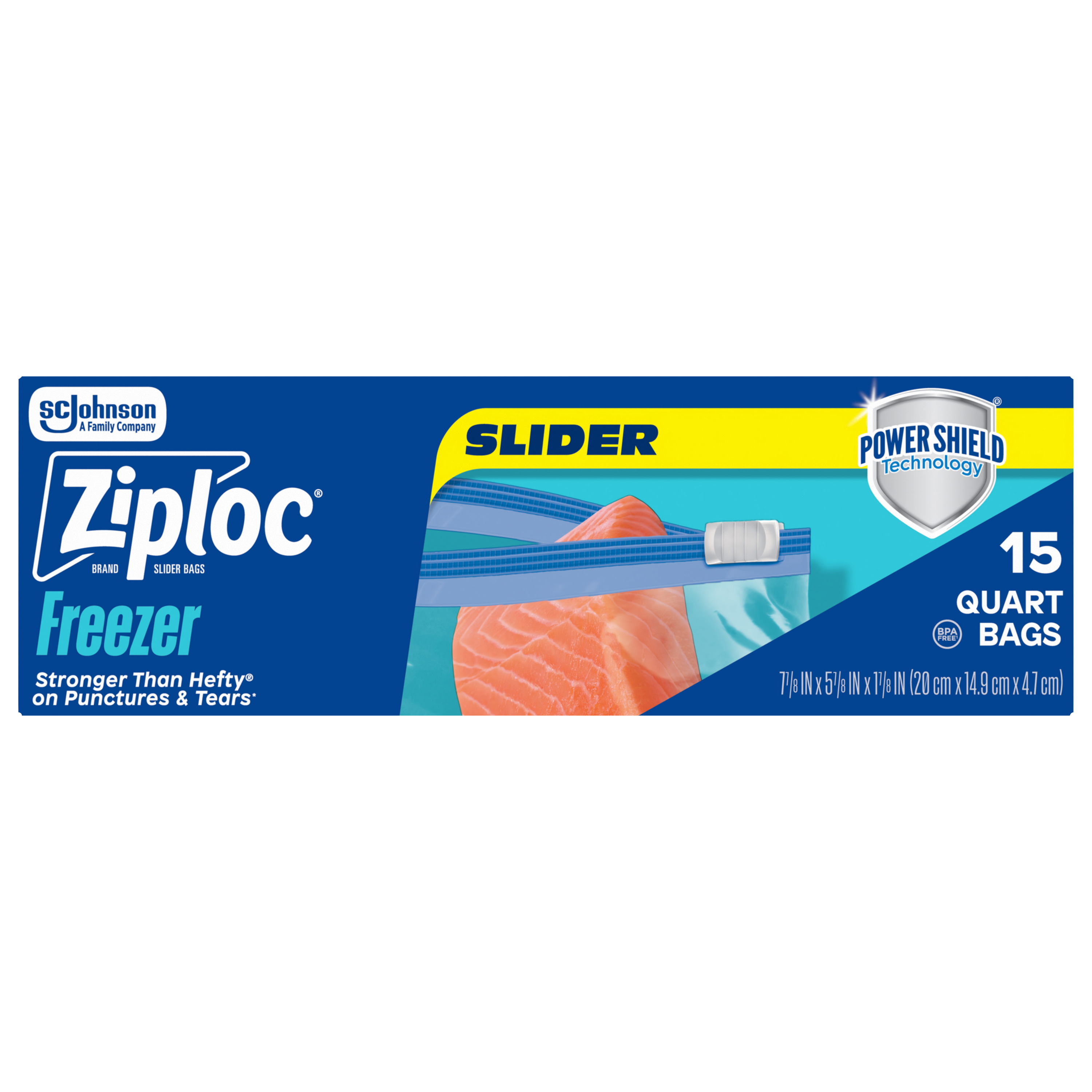 ハナビ ピルケース Ziploc® Brand Quart Freezer Slider Bags, Power Shield™ Technology