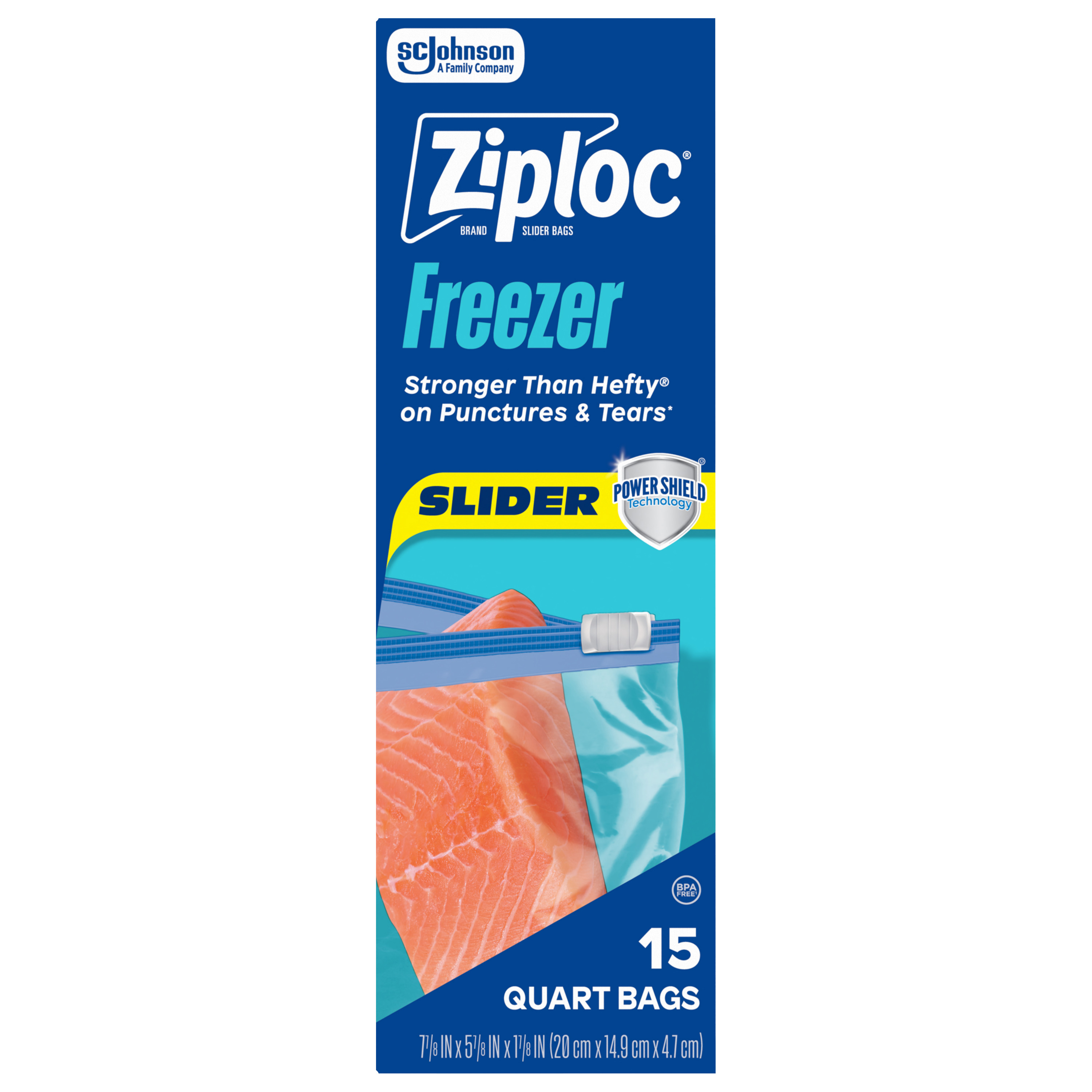 Ziploc® Brand Quart Freezer Slider Bags, Power Shield™ Technology