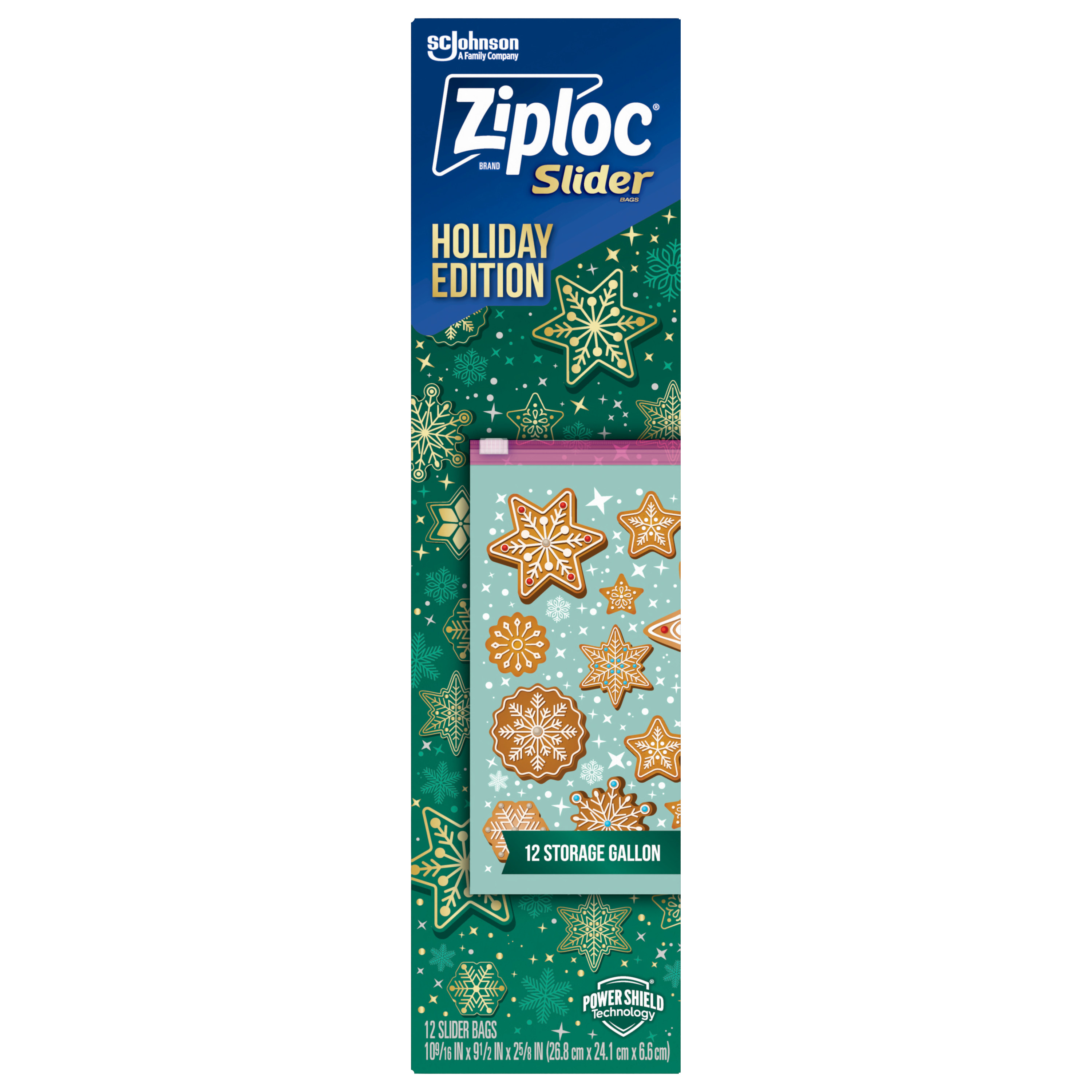 Ziploc® Brand Holiday Storage Gallon Slider Bags, 12 CT, Reusable