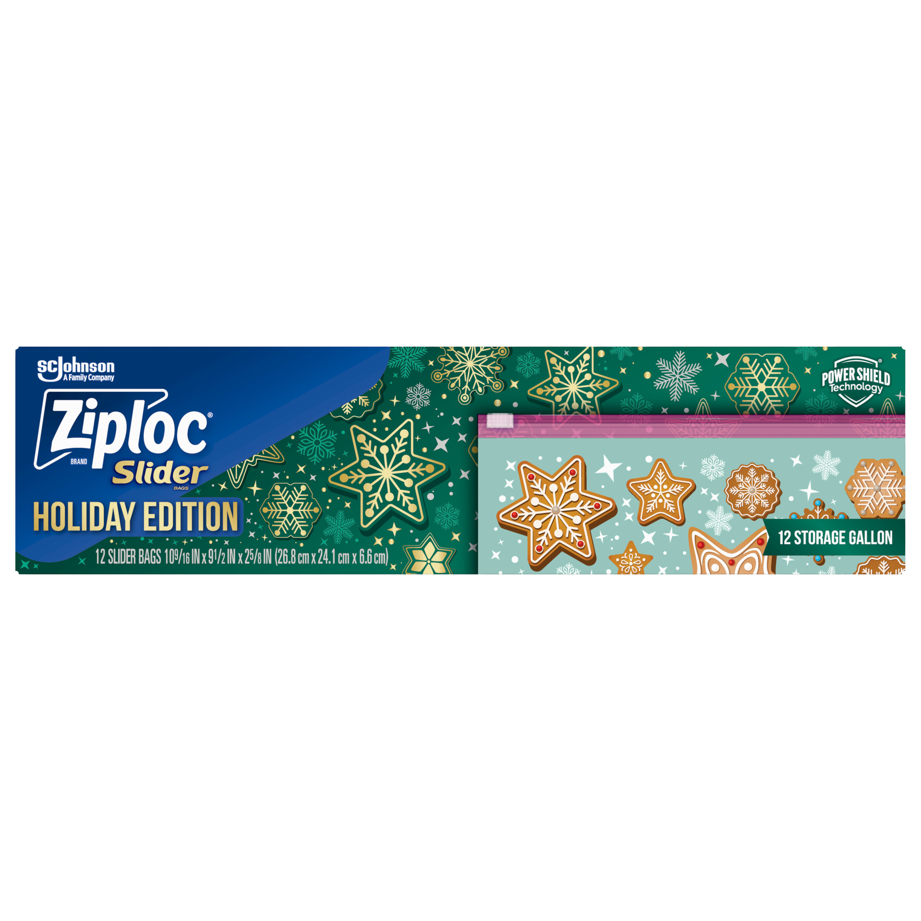Ziploc® Brand Holiday Storage Gallon Slider Bags, 12 CT, Reusable