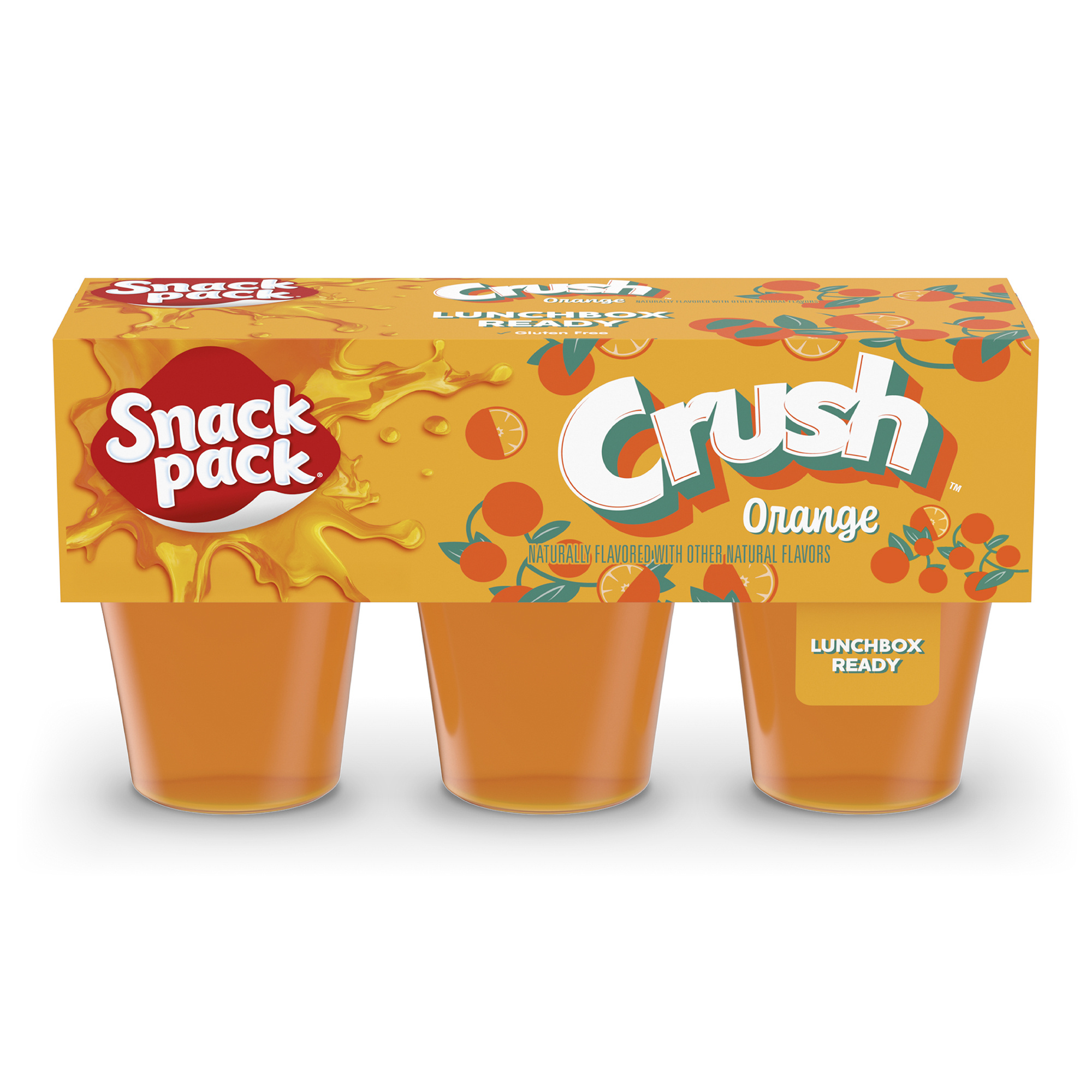 Snack Pack CRUSH Orange Flavored Juicy Gels Cups, 3.25 oz., 6