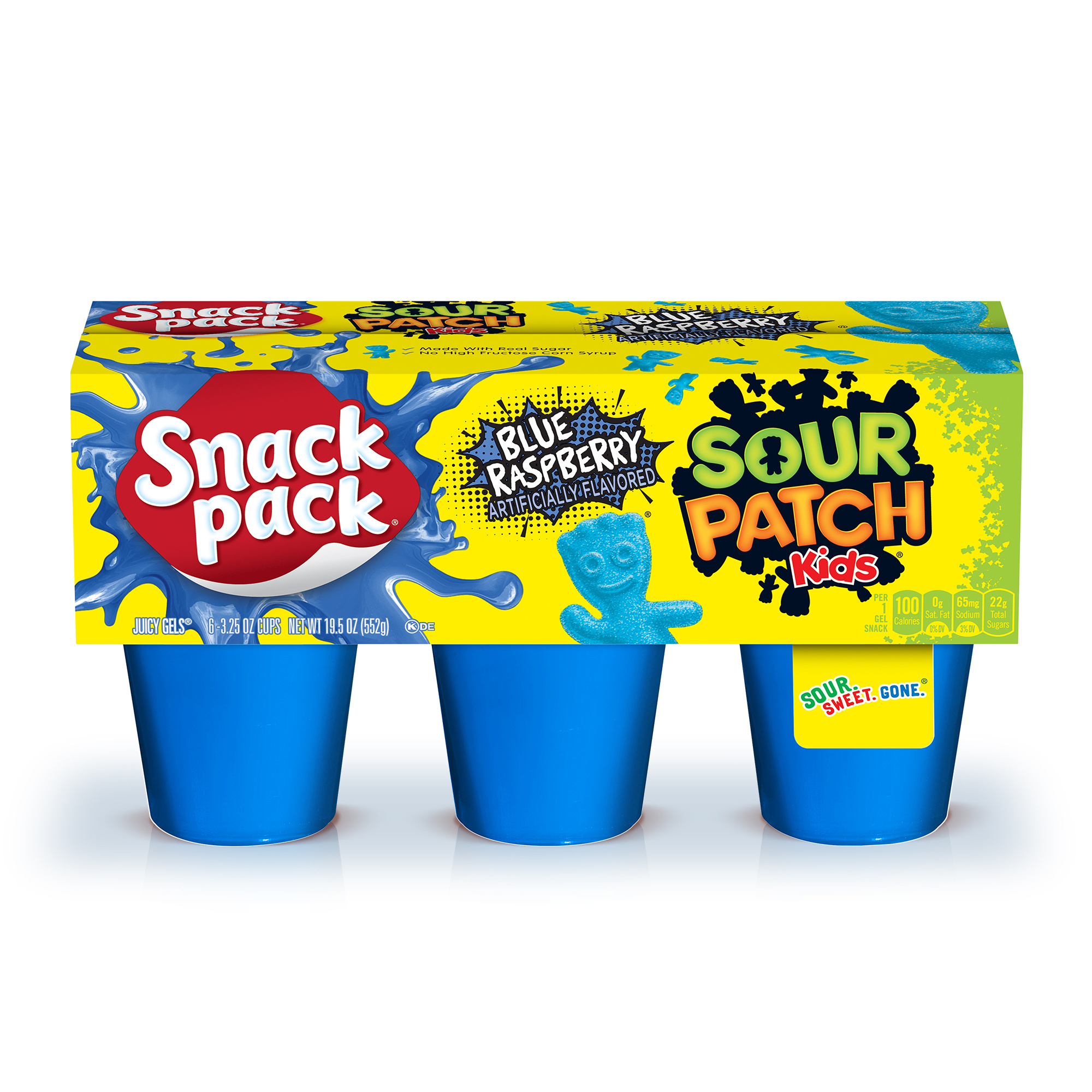 Snack Pack SOUR PATCH KIDS BLUE RASPBERRY Flavored Juicy Gels Cups