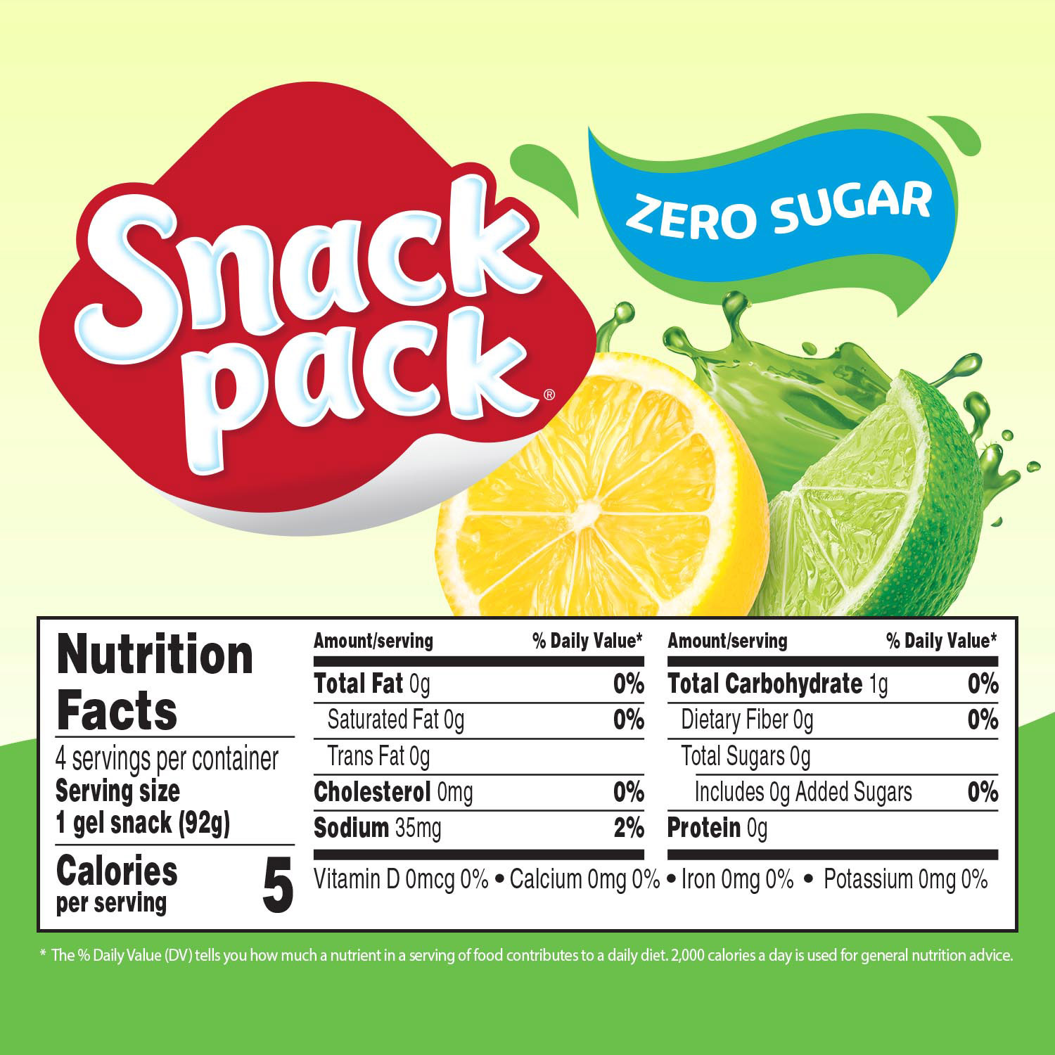 Snack Pack Zero Sugar Lemon Lime Flavored Low Calorie Juicy Gels