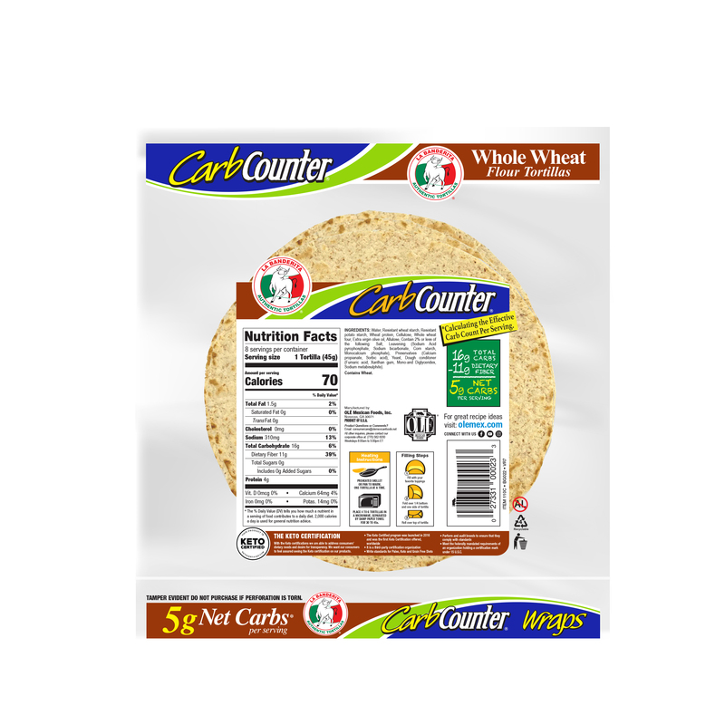 La Banderita Carb Counter Whole Wheat, 8