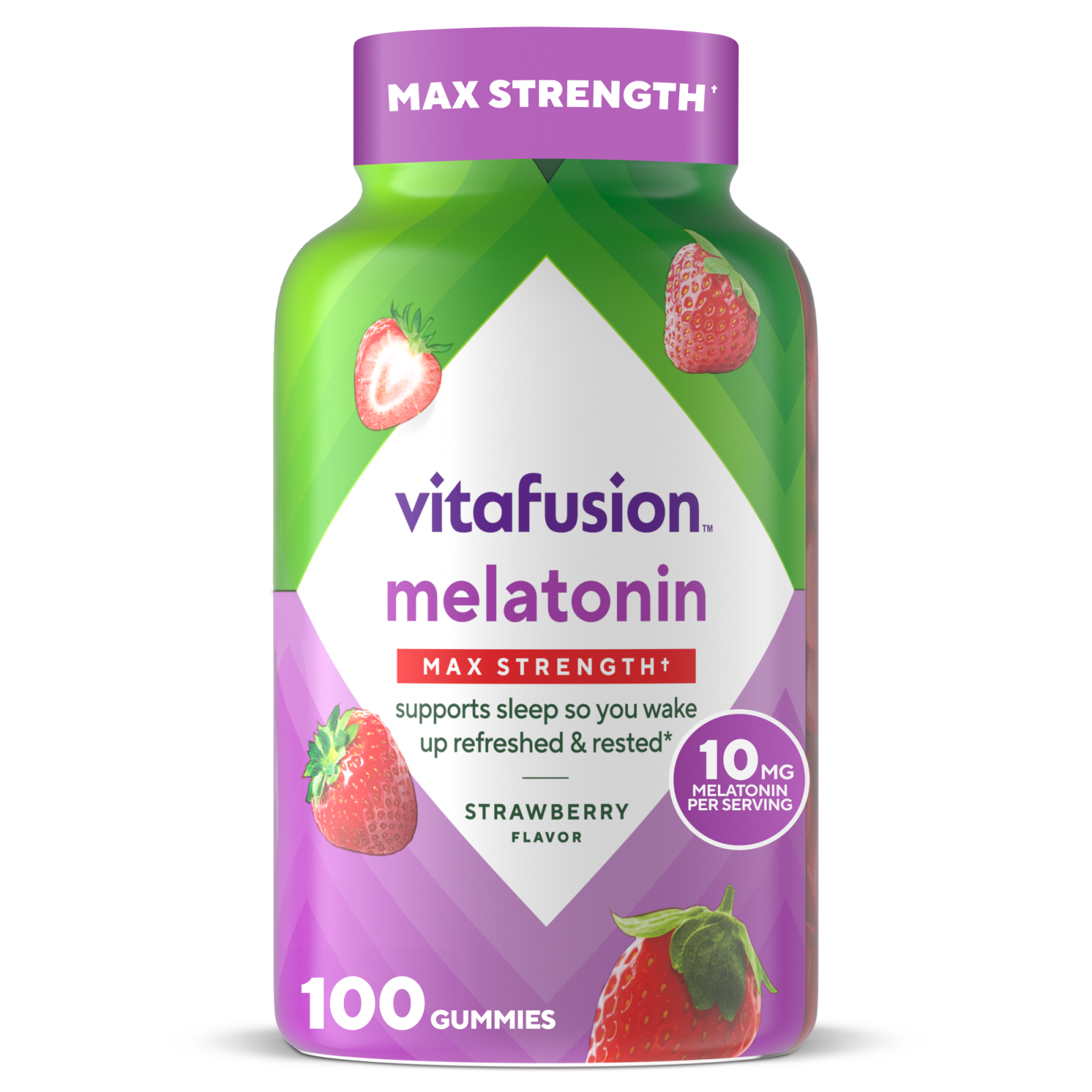 vitafusion Max Strength Melatonin Gummy Supplements, Strawberry
