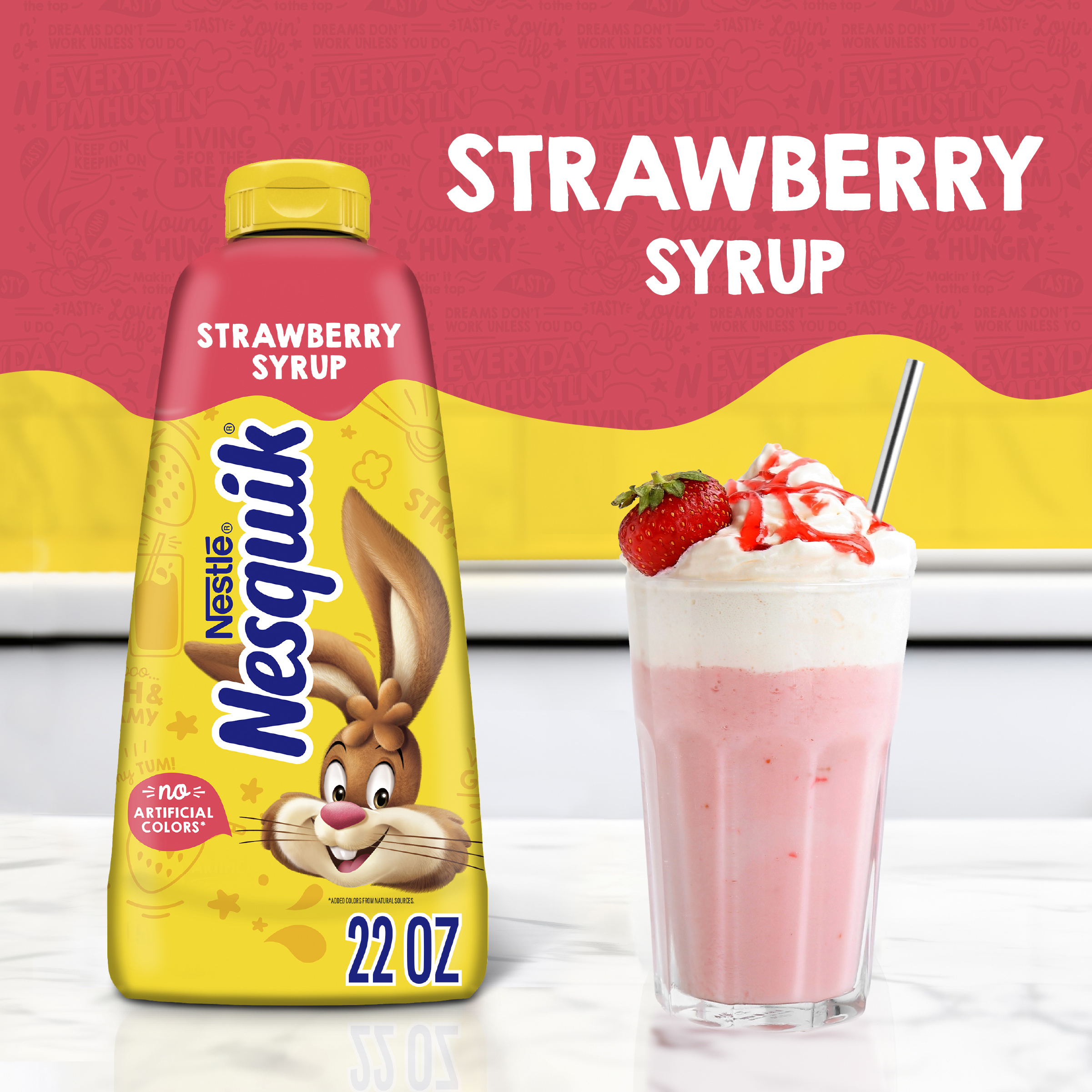 Nesquik Strawberry Syrup for Milk, Strawberry Drizzle, Flavored