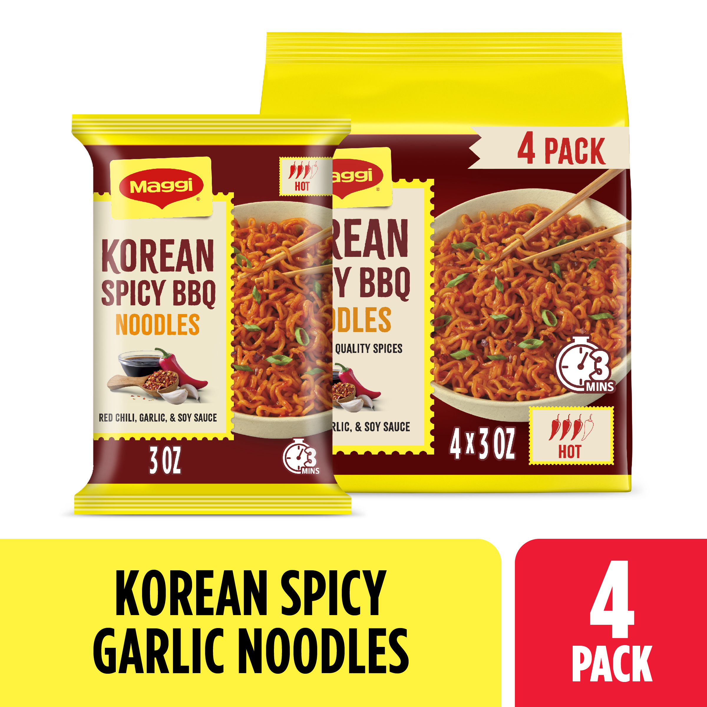 Maggi Korean Spicy BBQ Noodles, Korean Instant Noodles, 3 min