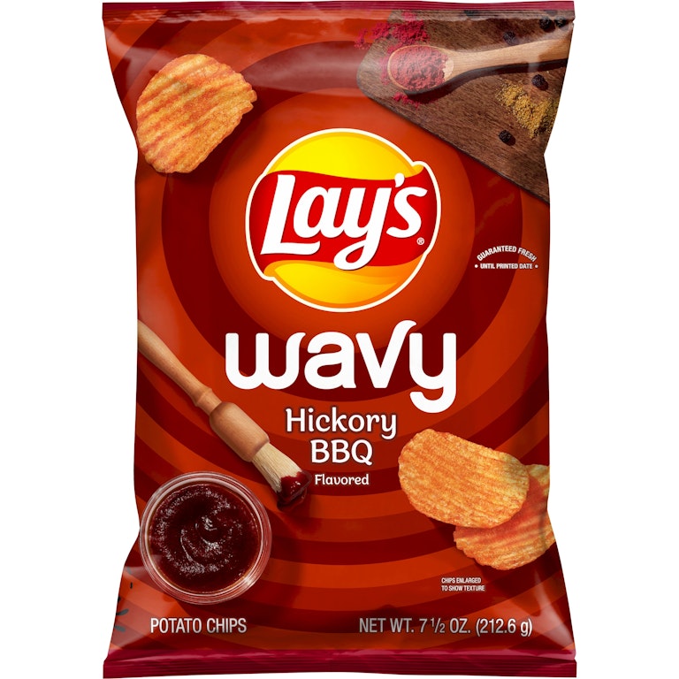 Lay's Wavy Potato Chips Hickory BBQ Flavored 1/2 Oz Giant