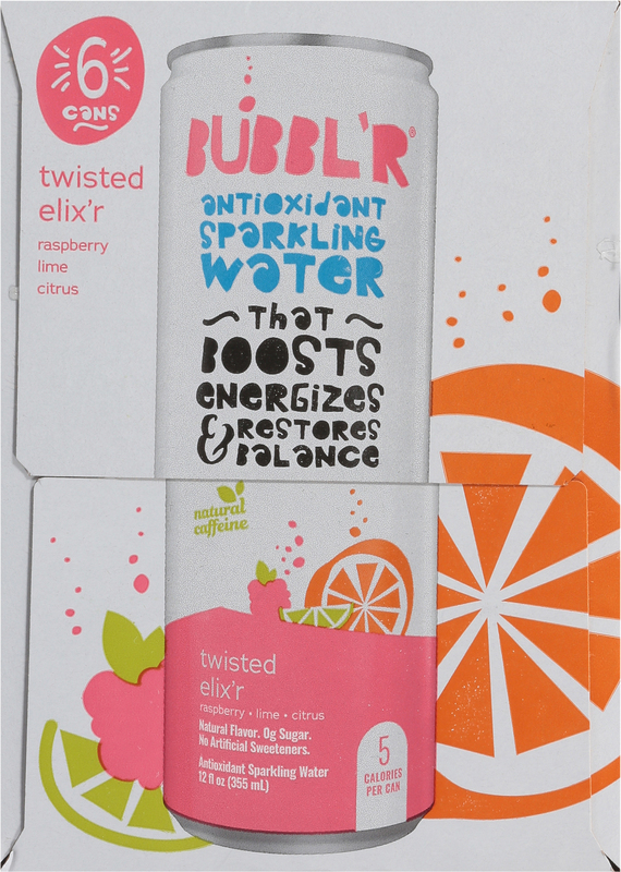 BUBBL'R Sparkling Water, Antioxidant, Raspberry/Lime/Citrus, 6