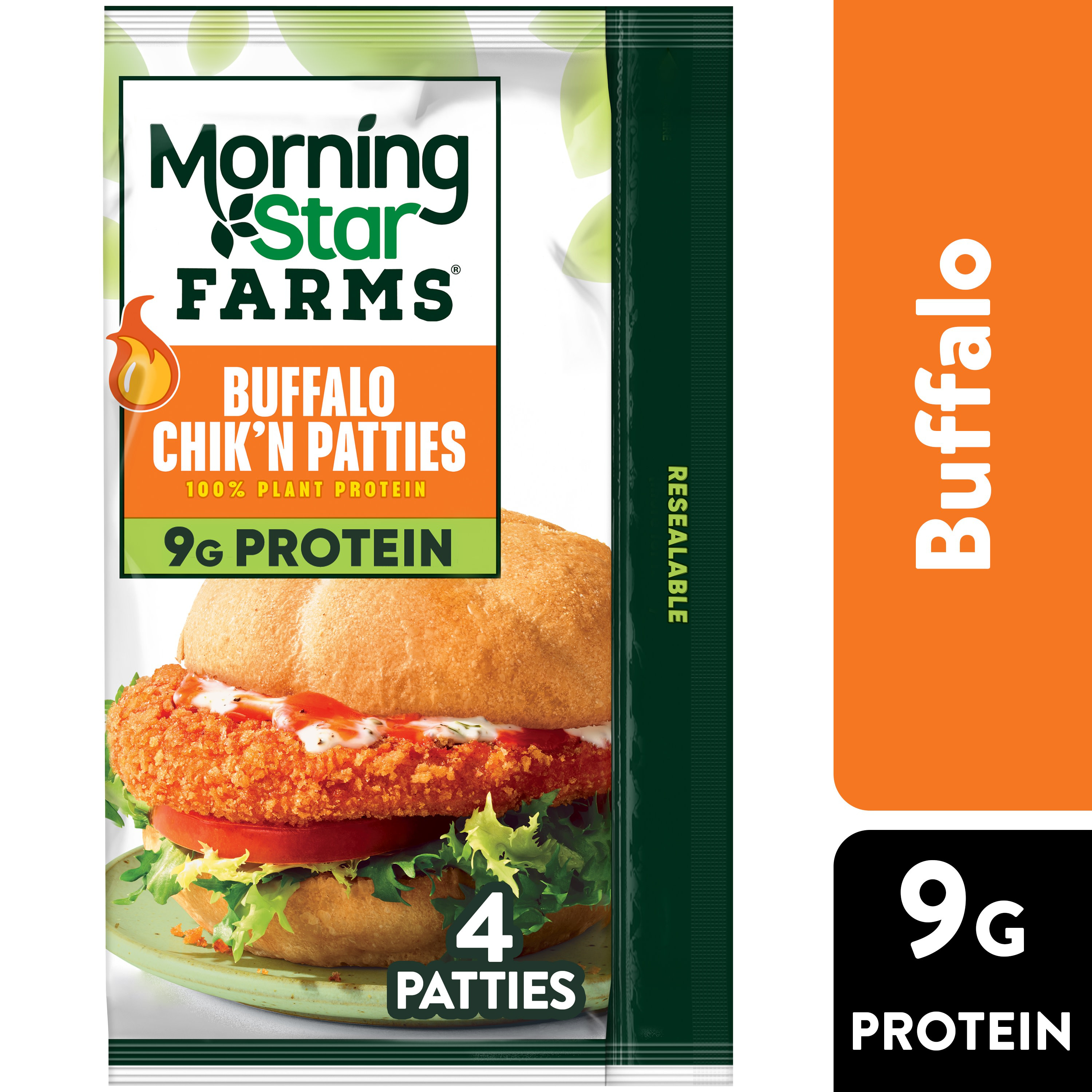 MorningStar Farms Plant Based Chik'n Patties Buffalo, Vegan