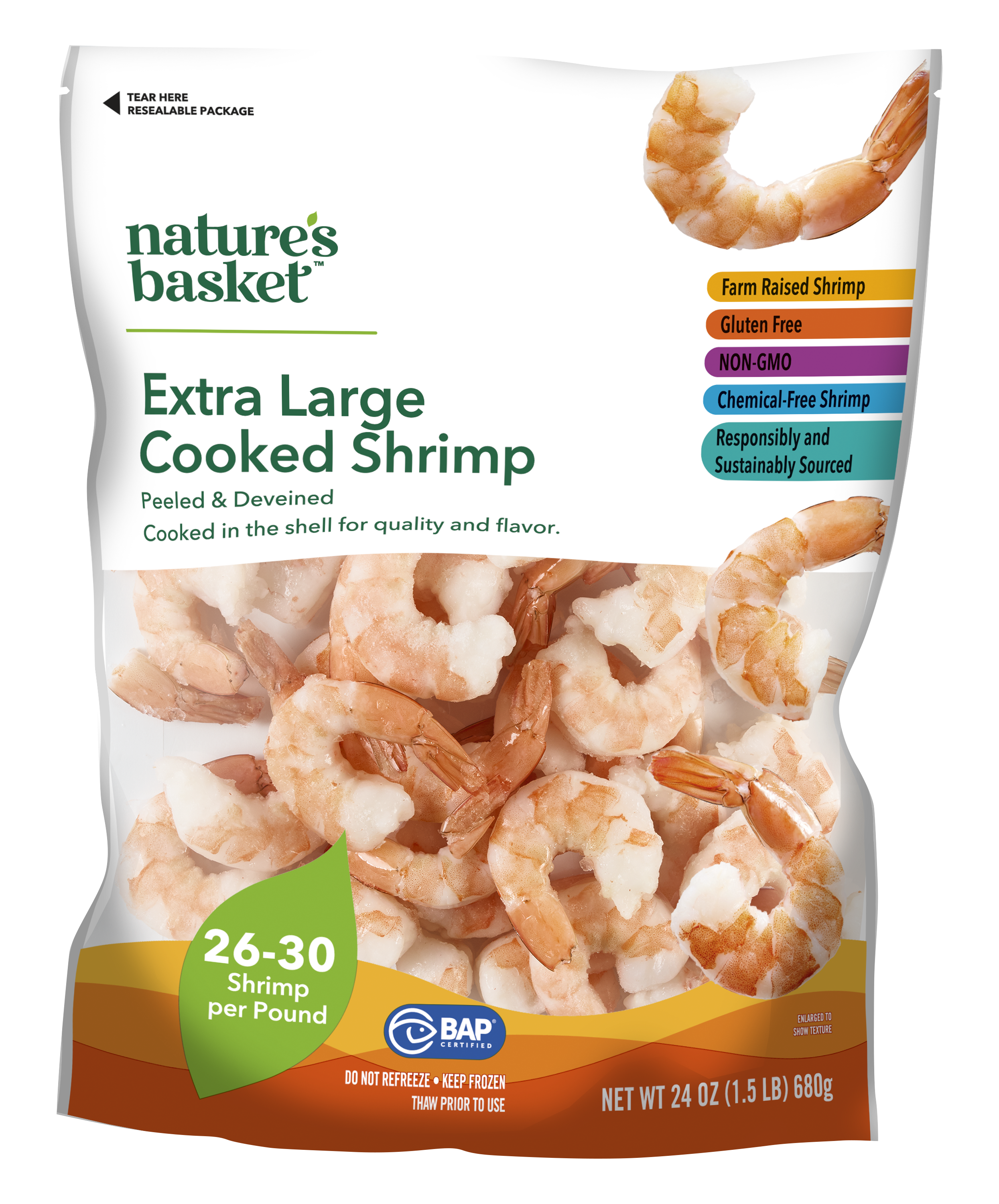 Nature's Basket Shrimp, Cooked, Peeled & Deveined, Extra Large