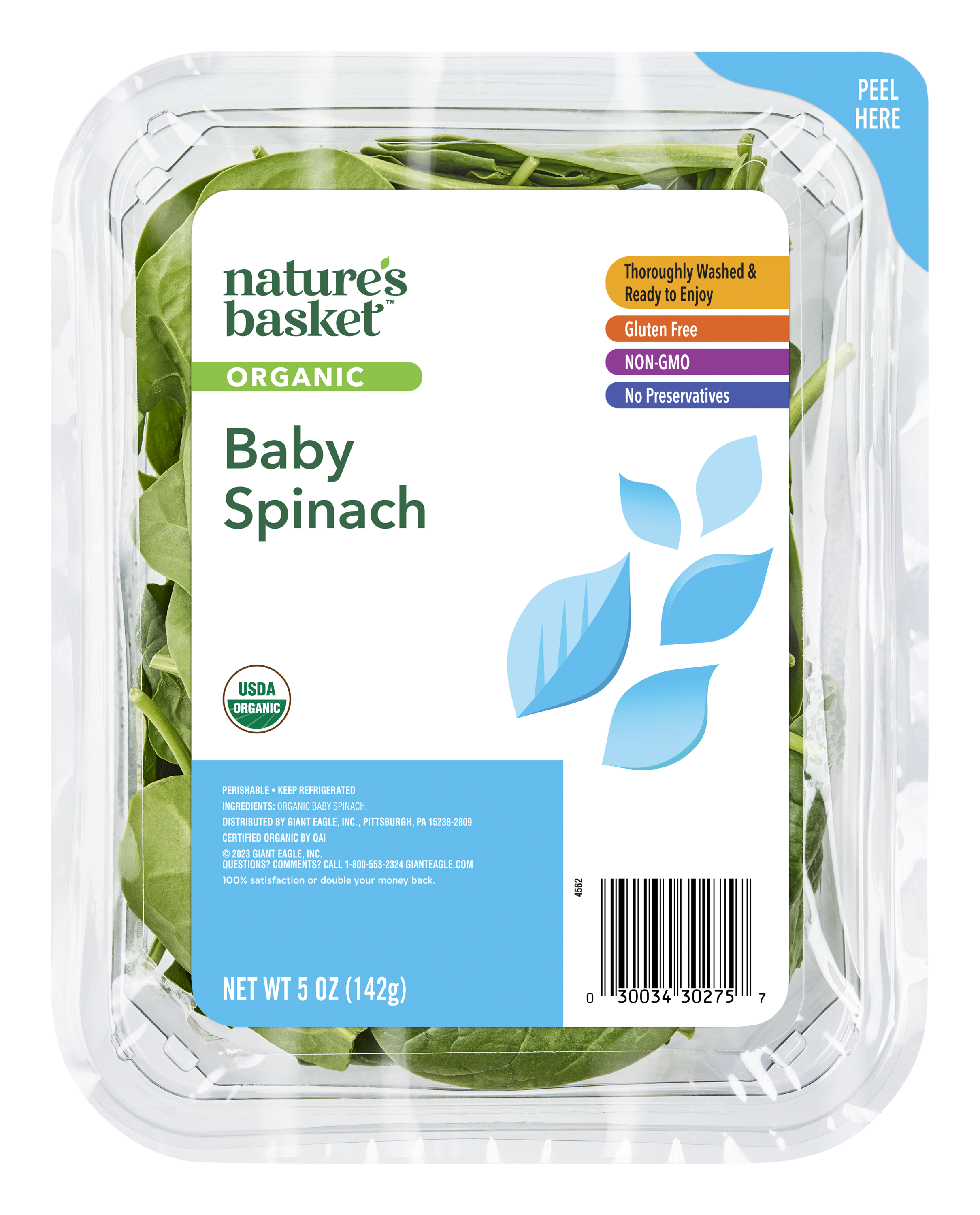 Nature's Basket Organic Baby Spinach, 16oz, Family Size | Giant
