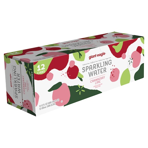 Giant Eagle Cranberry Lime Sparkling Seltzer Water, 12 Pack