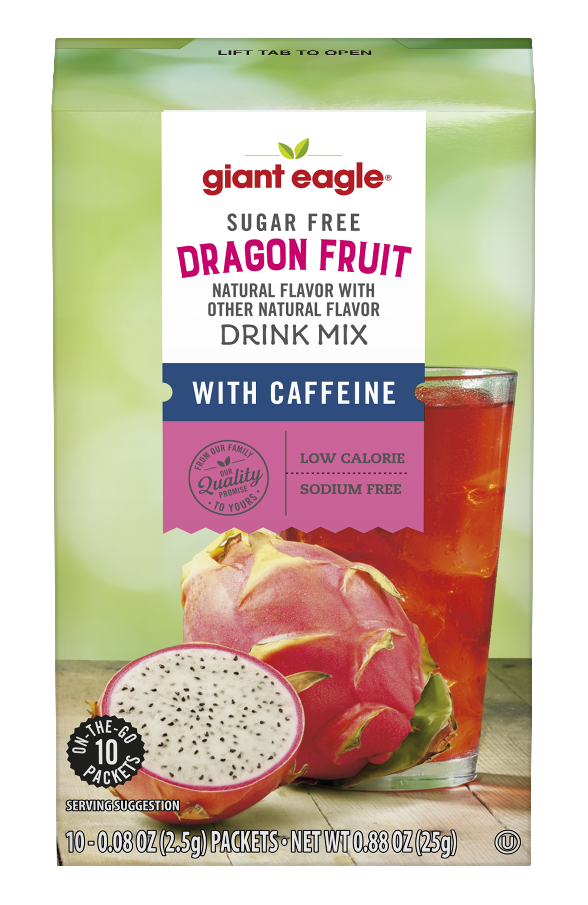 Giant Eagle Drink Mix with caffeine, Dragon Fruit, 10 Packets